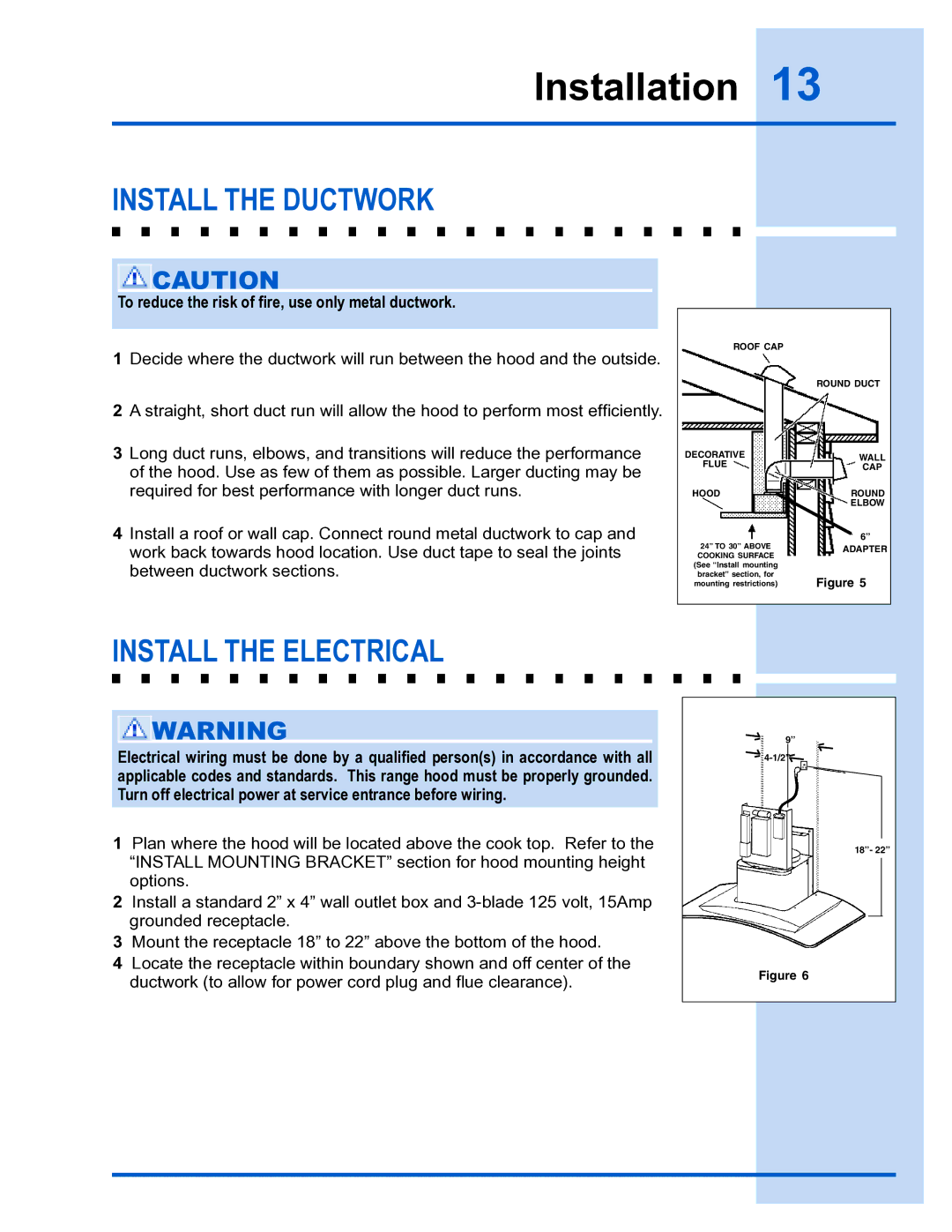 Electrolux E36WC45FSS installation instructions Install the Ductwork, Install the Electrical 