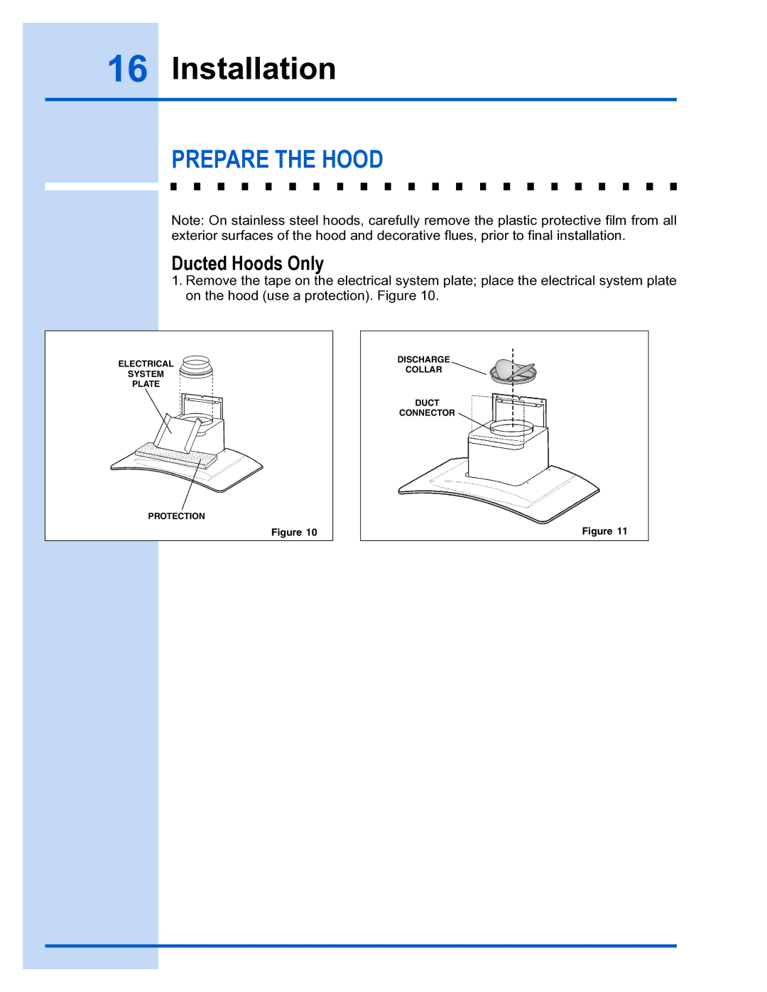 Electrolux E36WC45FSS installation instructions Prepare the Hood, Ducted Hoods Only 