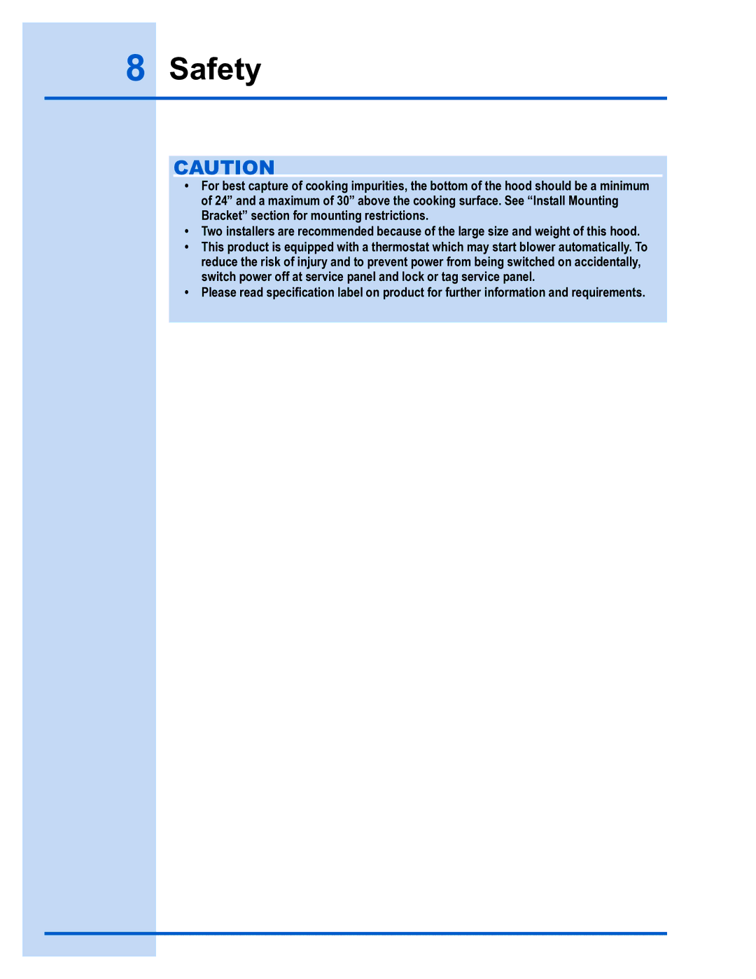 Electrolux E36WC45FSS installation instructions Safety 