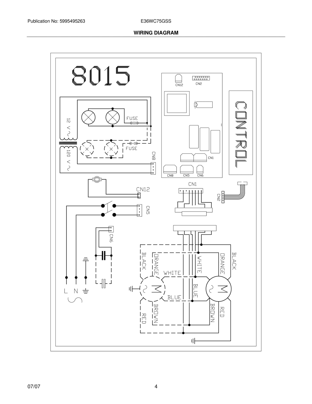 Electrolux E36WC75G installation instructions Wiring Diagram 