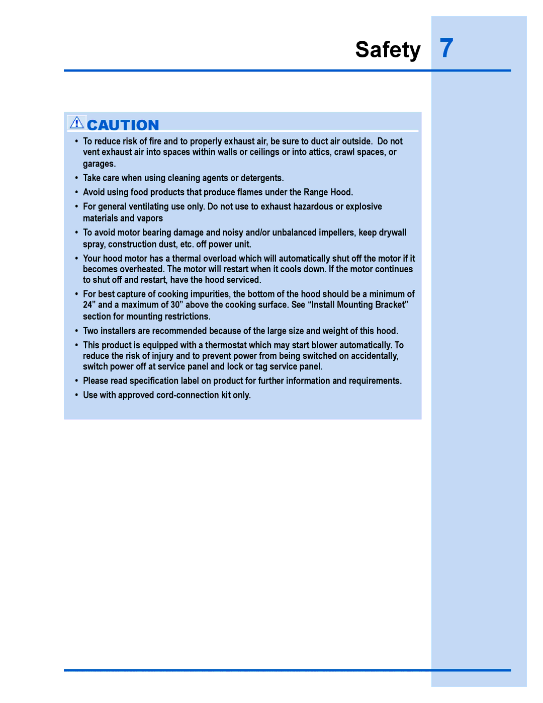 Electrolux E36WV100FS installation instructions Safety 