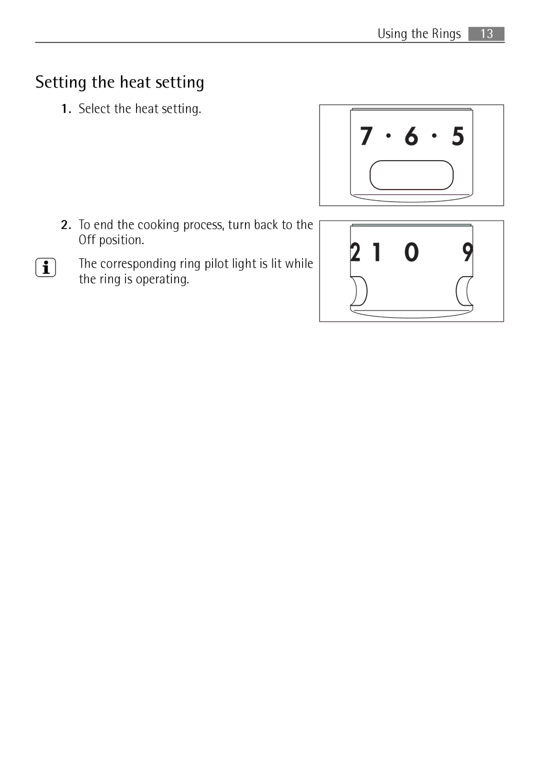 Electrolux E43012-5 user manual Setting the heat setting 