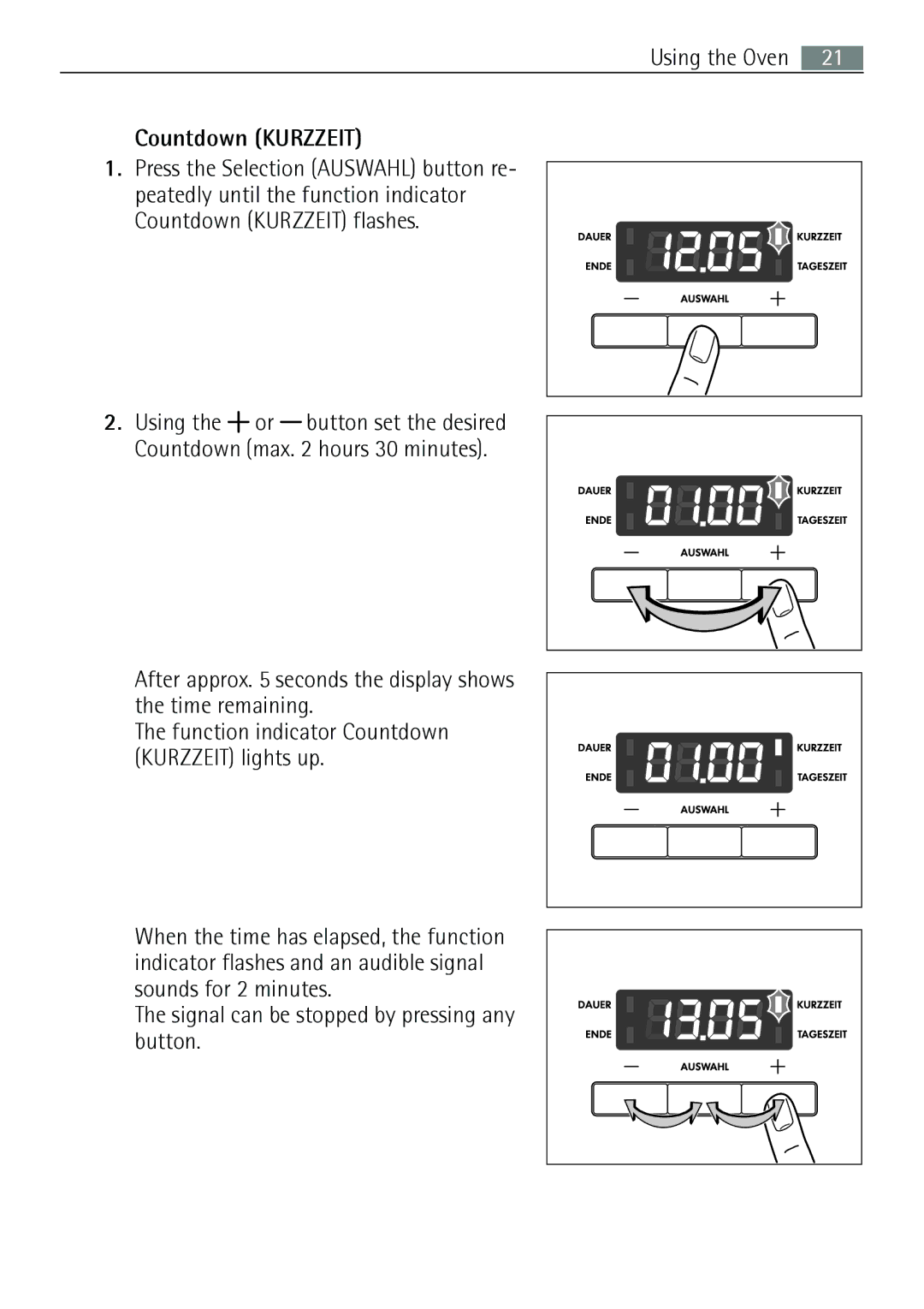 Electrolux E43012-5 user manual After approx seconds the display shows the time remaining 