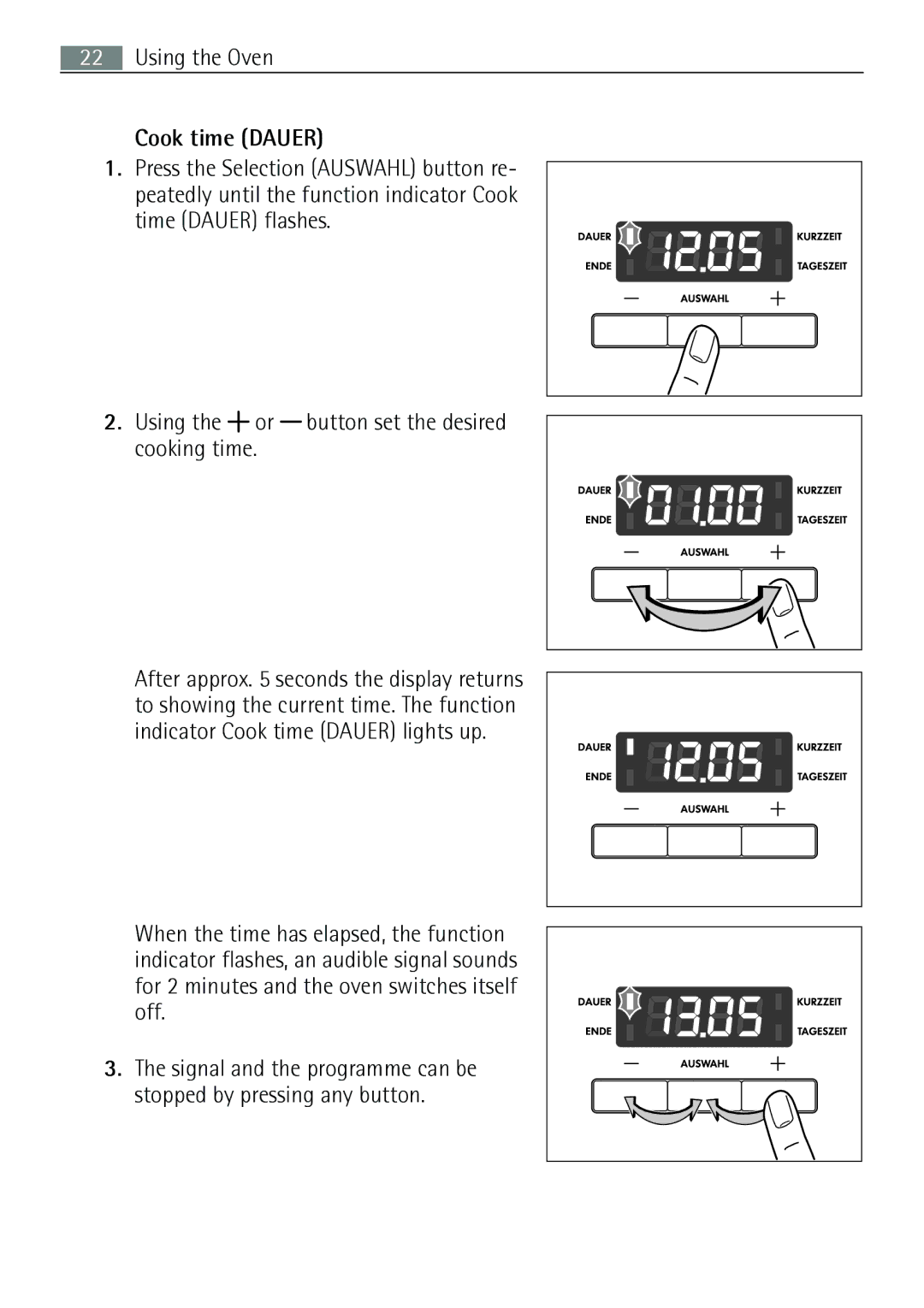 Electrolux E43012-5 user manual Cook time Dauer 