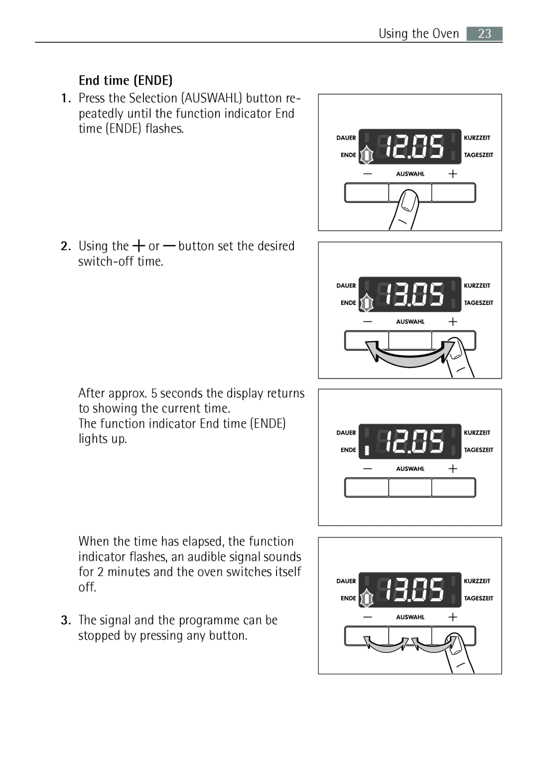 Electrolux E43012-5 user manual End time Ende 