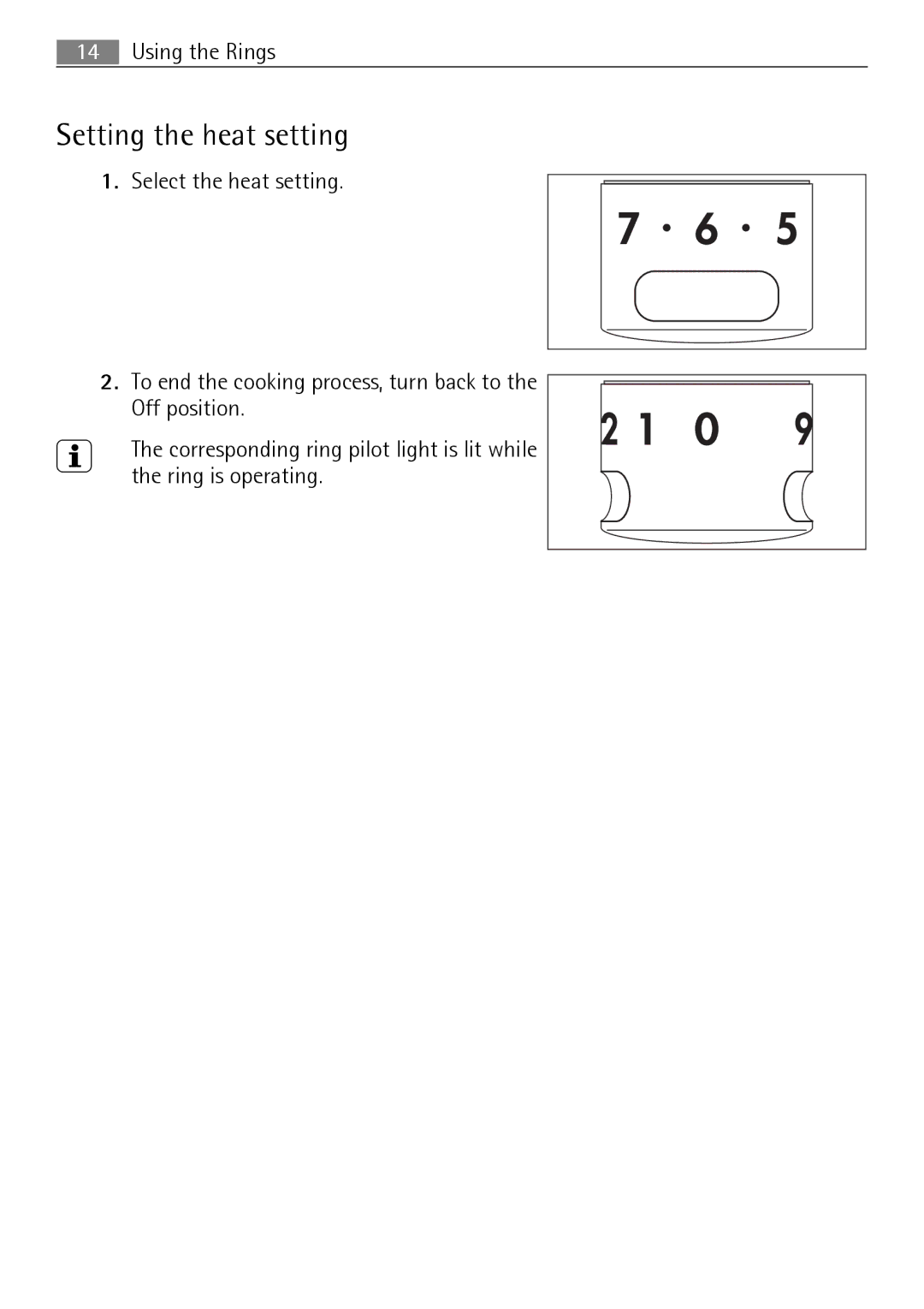 Electrolux E4431-5 user manual Setting the heat setting 