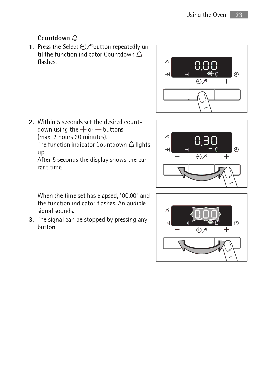 Electrolux E4431-5 user manual Flashes Within 5 seconds set the desired count 