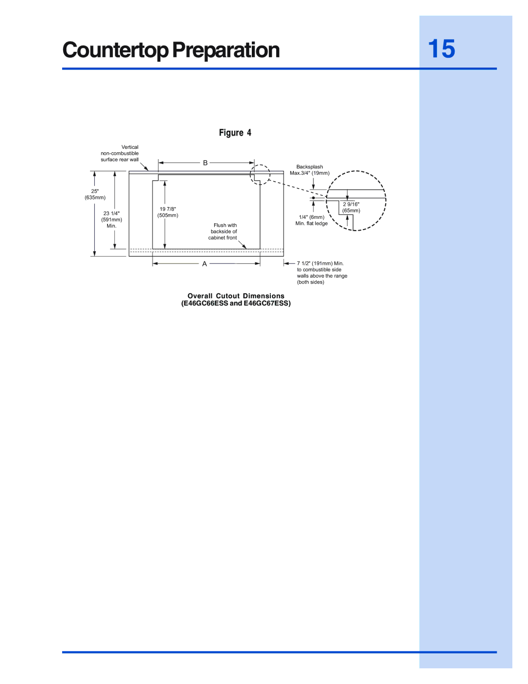 Electrolux E30DD75ESS, E48DD75ESS, E46DD75ESS, E36DD75ESS installation instructions Countertop Preparation15 