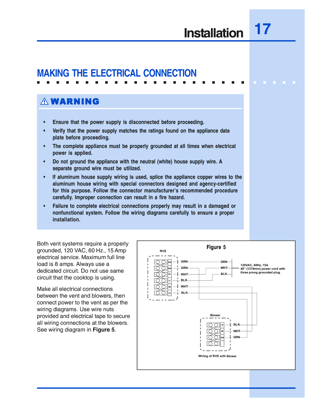 Electrolux E46DD75ESS, E48DD75ESS, E36DD75ESS, E30DD75ESS installation instructions Making the Electrical Connection 