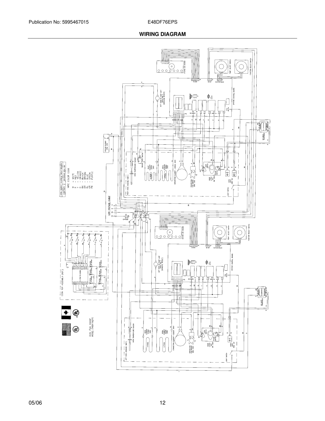 Electrolux E48DF76E installation instructions Wiring Diagram 