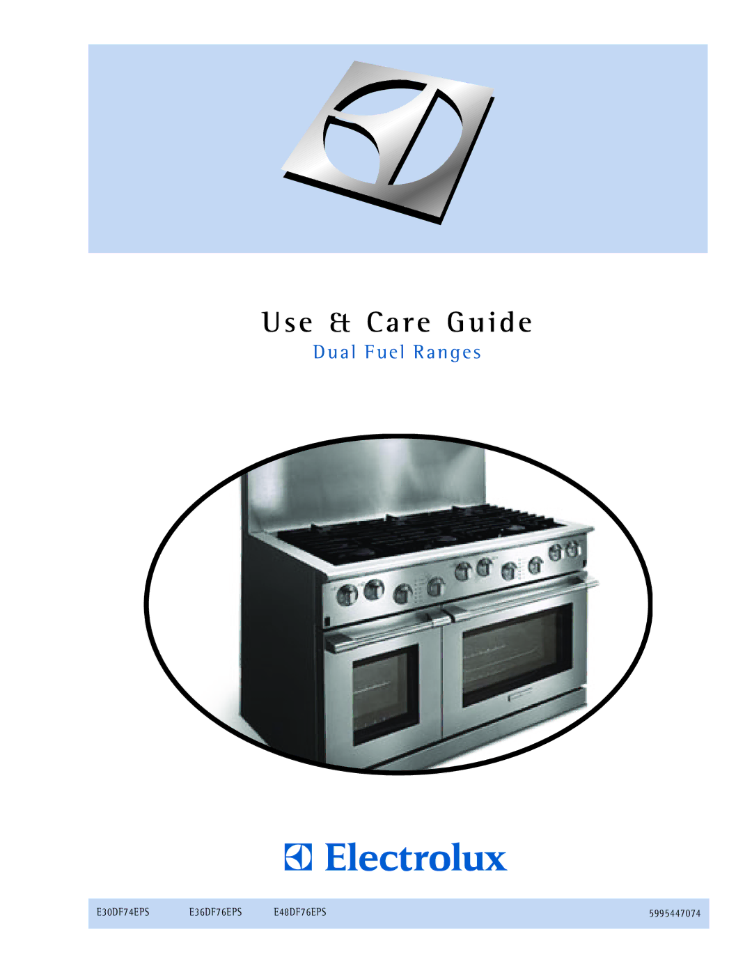 Electrolux E30DF74EPS, E48DF76EPS, E36DF76EPS manual Use & Care Guide 