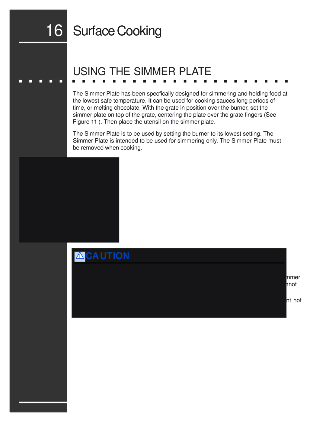 Electrolux E30DF74EPS, E48DF76EPS, E36DF76EPS manual Using the Simmer Plate 