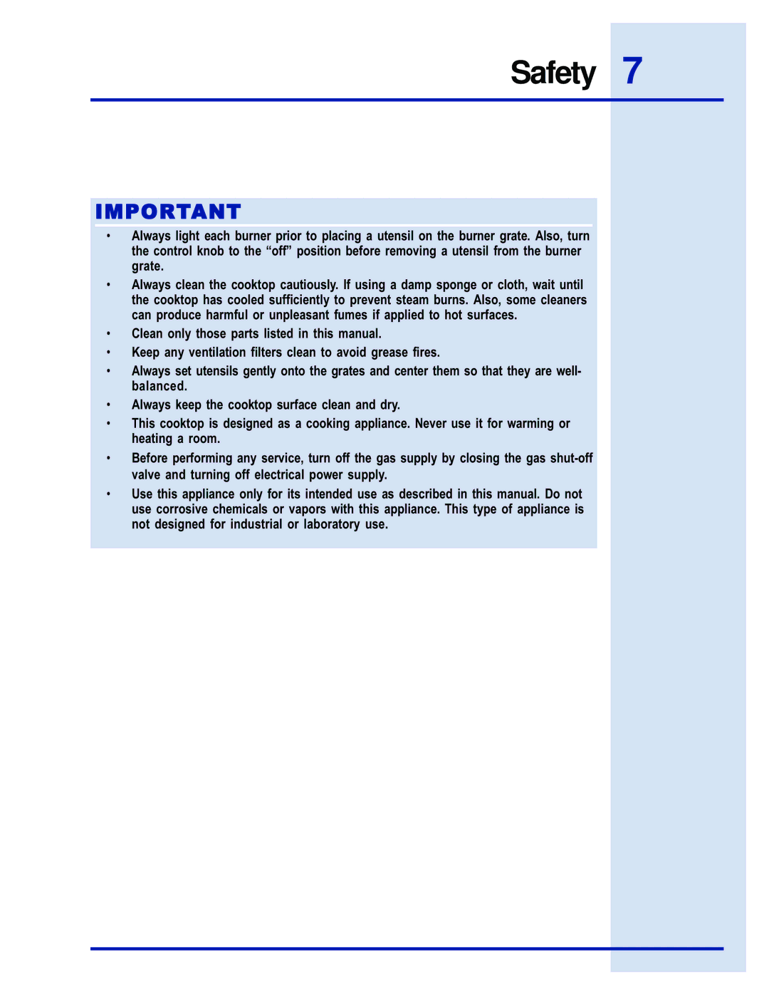 Electrolux E48GC76EPS manual Safety 