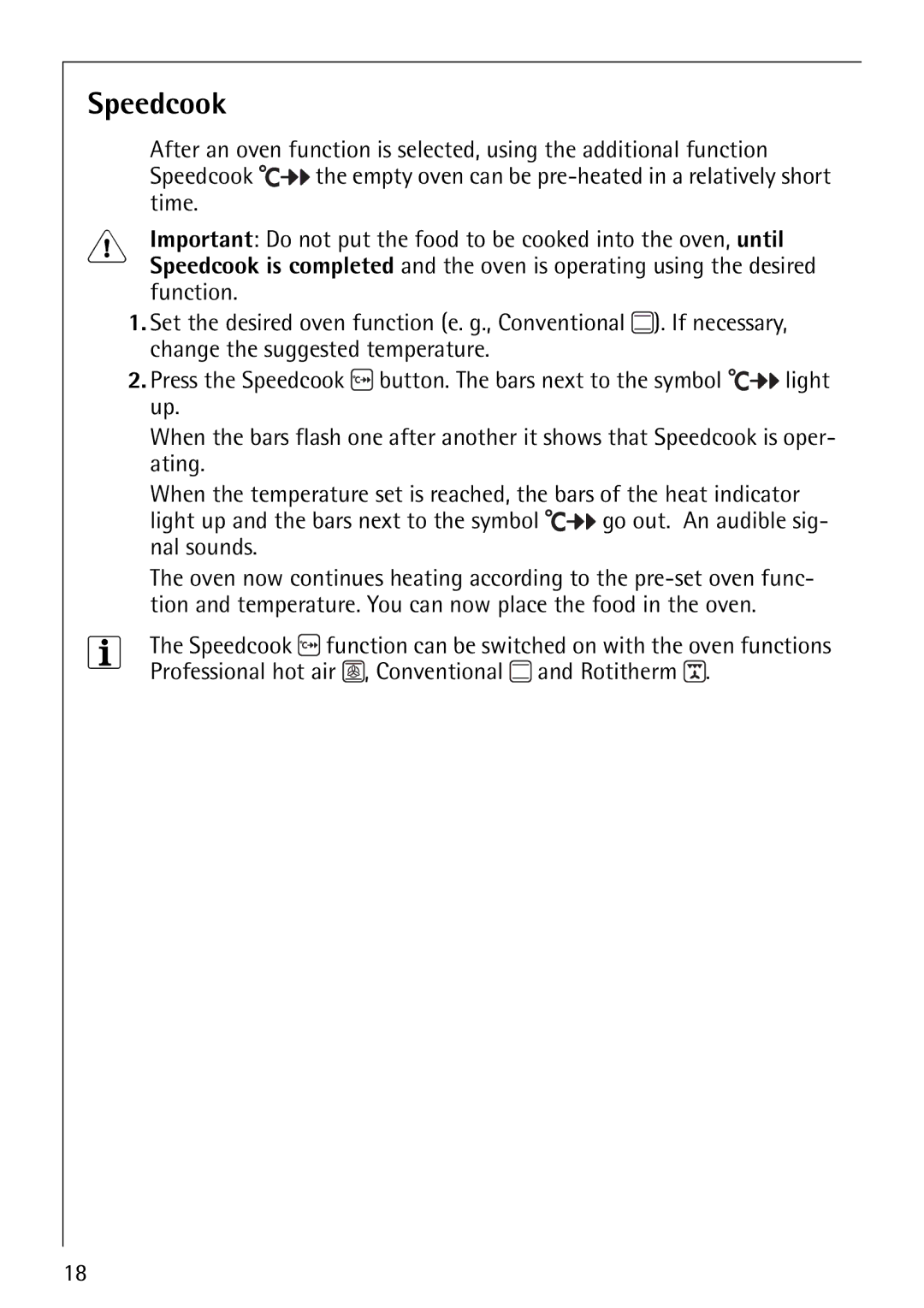 Electrolux E5731-4 manual Speedcook 