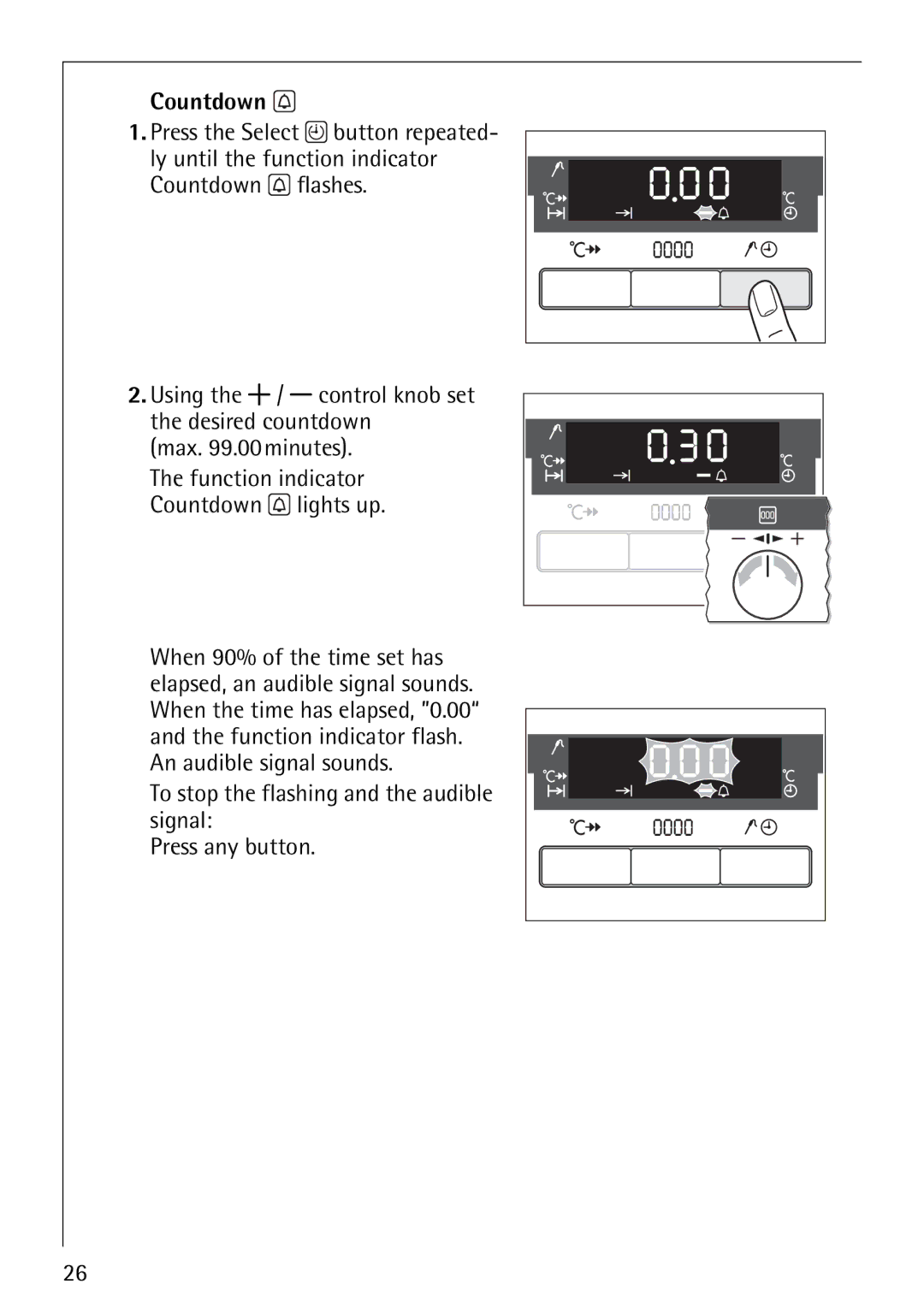 Electrolux E5731-4 manual To stop the flashing and the audible signal Press any button 