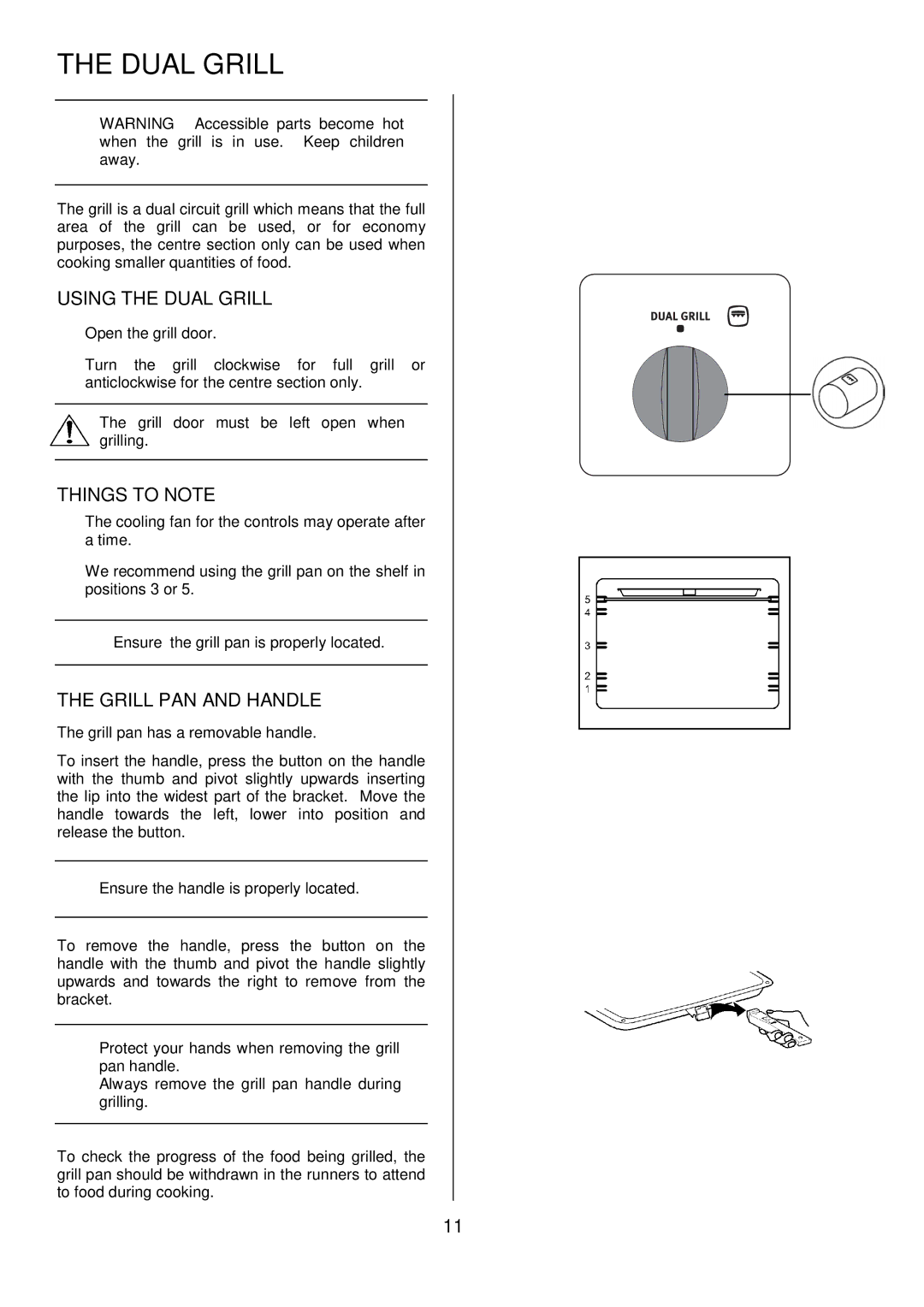 Electrolux EBUSS manual Using the Dual Grill, Grill PAN and Handle 