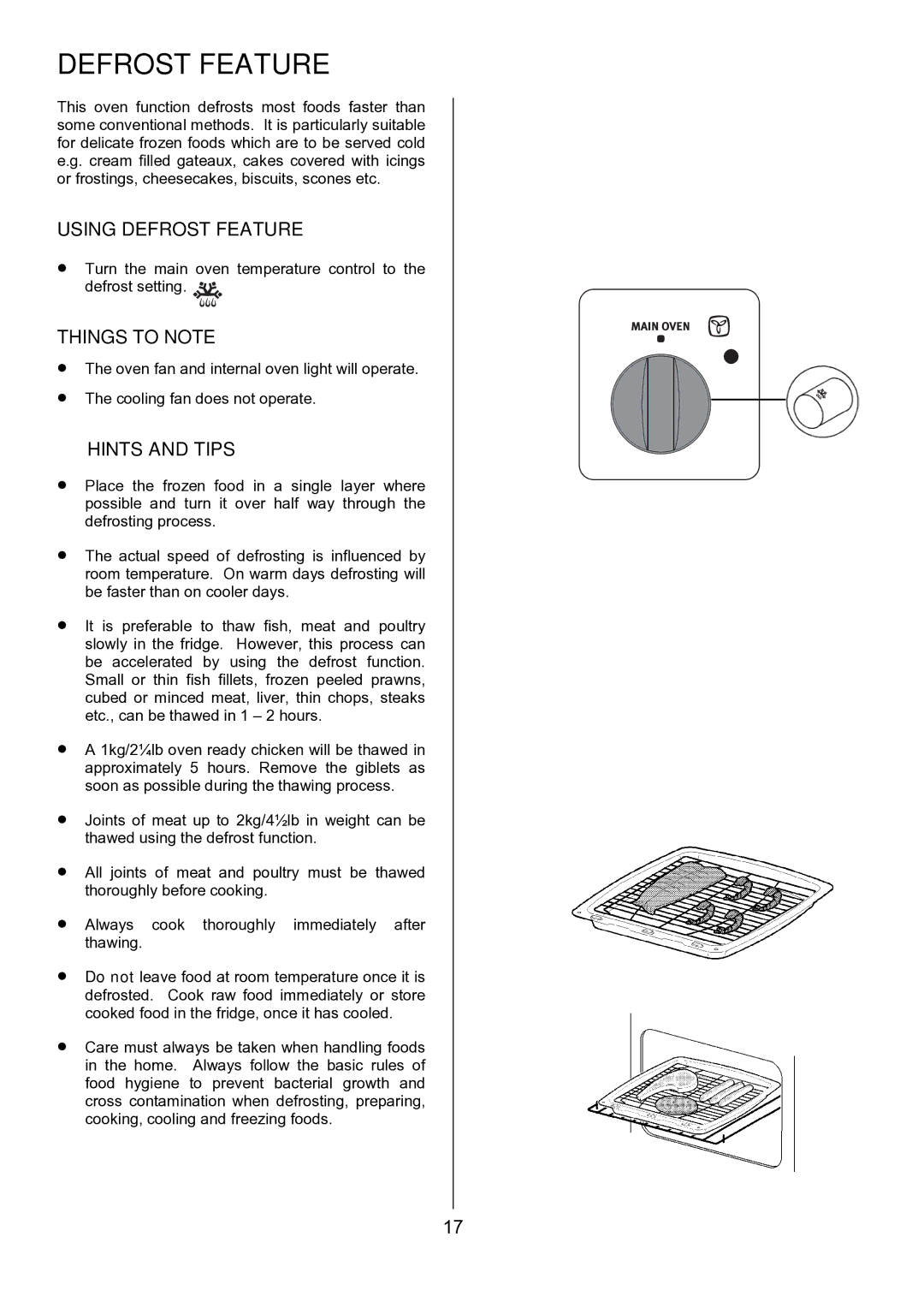 Electrolux EBUSS manual Using Defrost Feature 