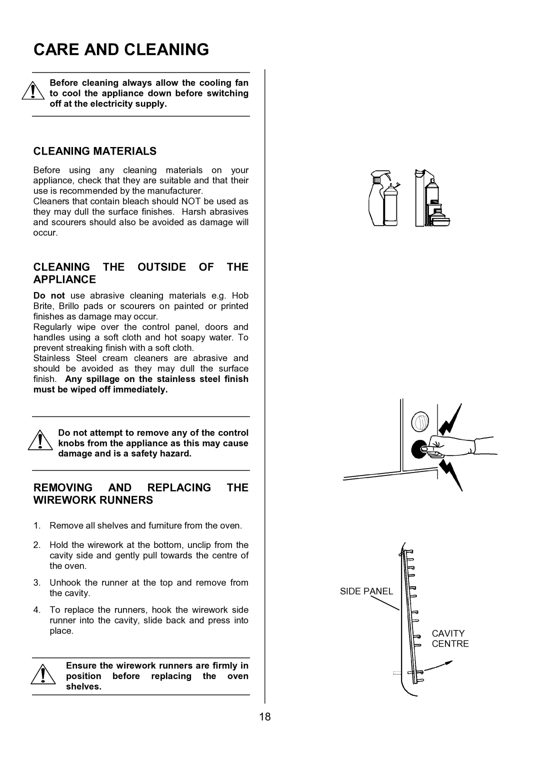 Electrolux EBUSS manual Care and Cleaning, Cleaning Materials, Cleaning the Outside of the Appliance 