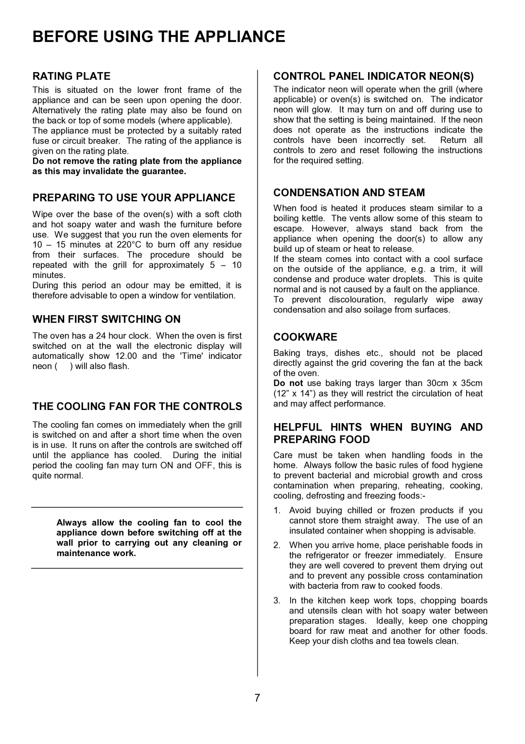 Electrolux EBUSS manual Before Using the Appliance 