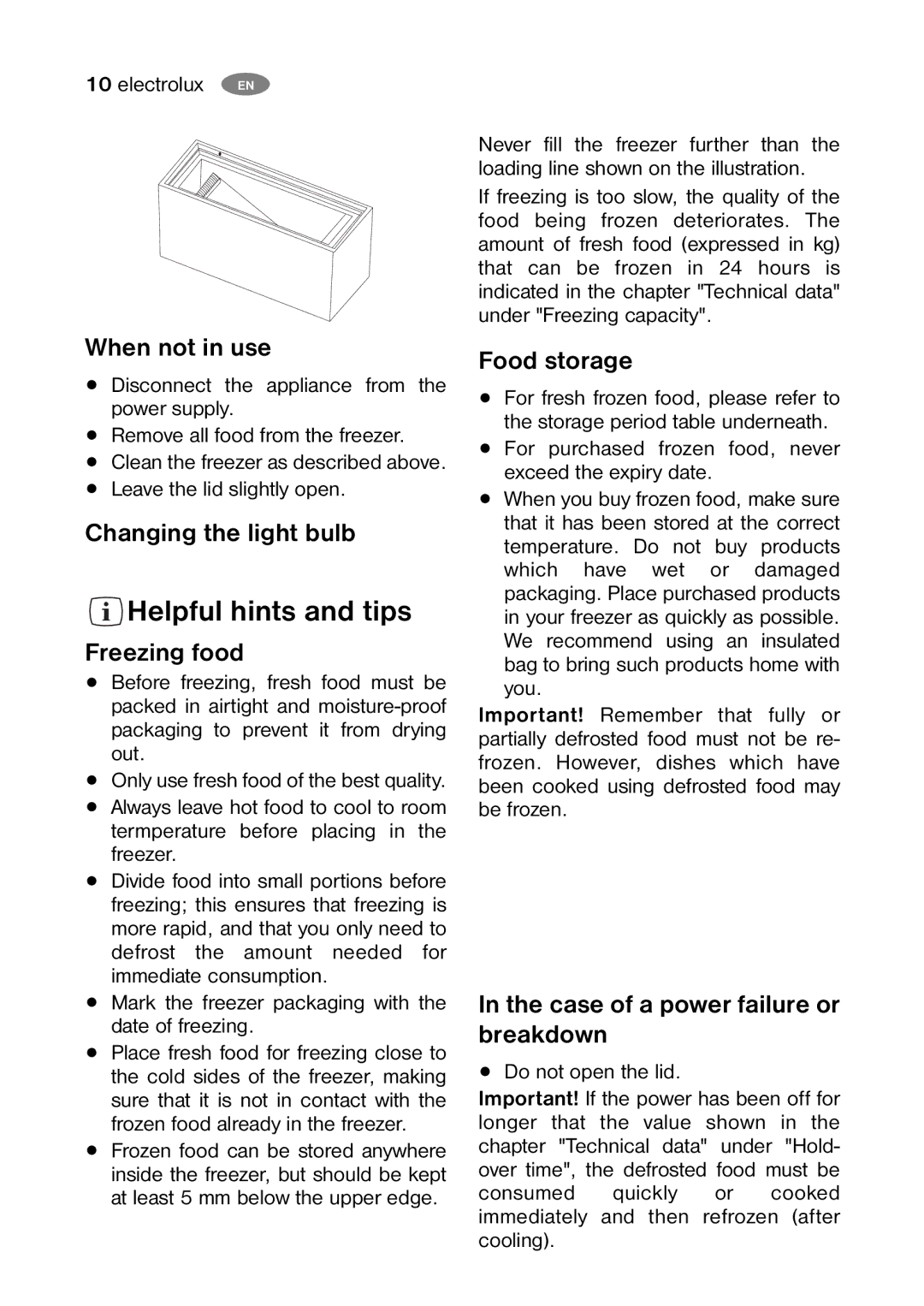 Electrolux ECF27460W, ECF35460W, ECF24460W user manual Helpful hints and tips 