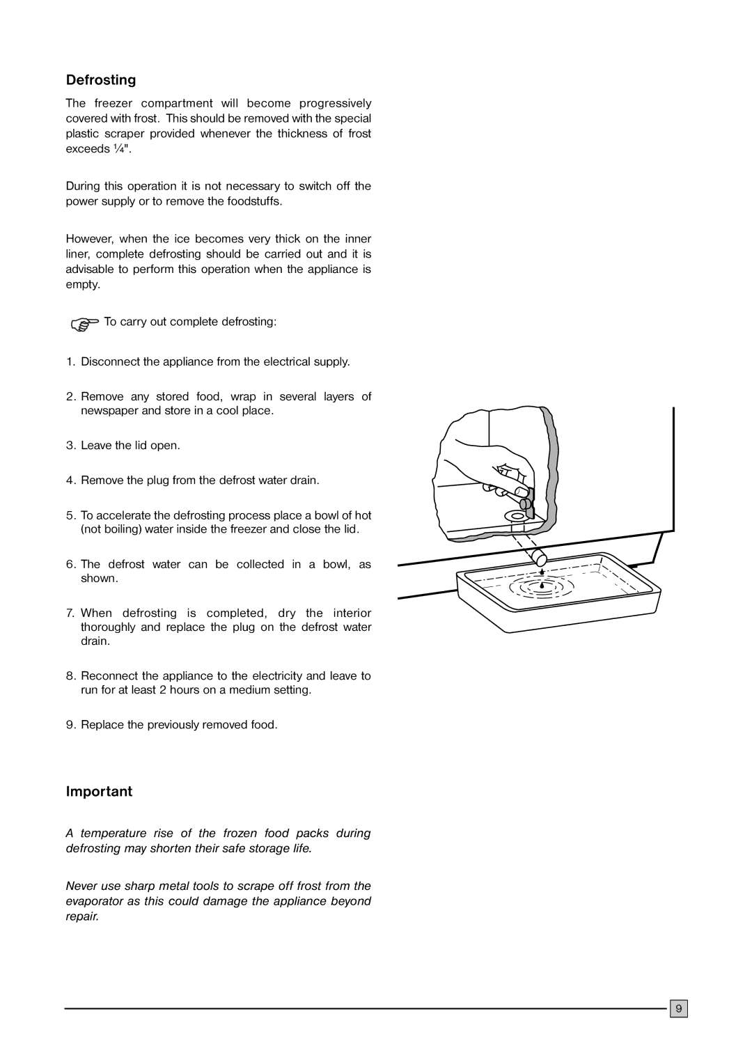 Electrolux ECM 2247 manual Defrosting 