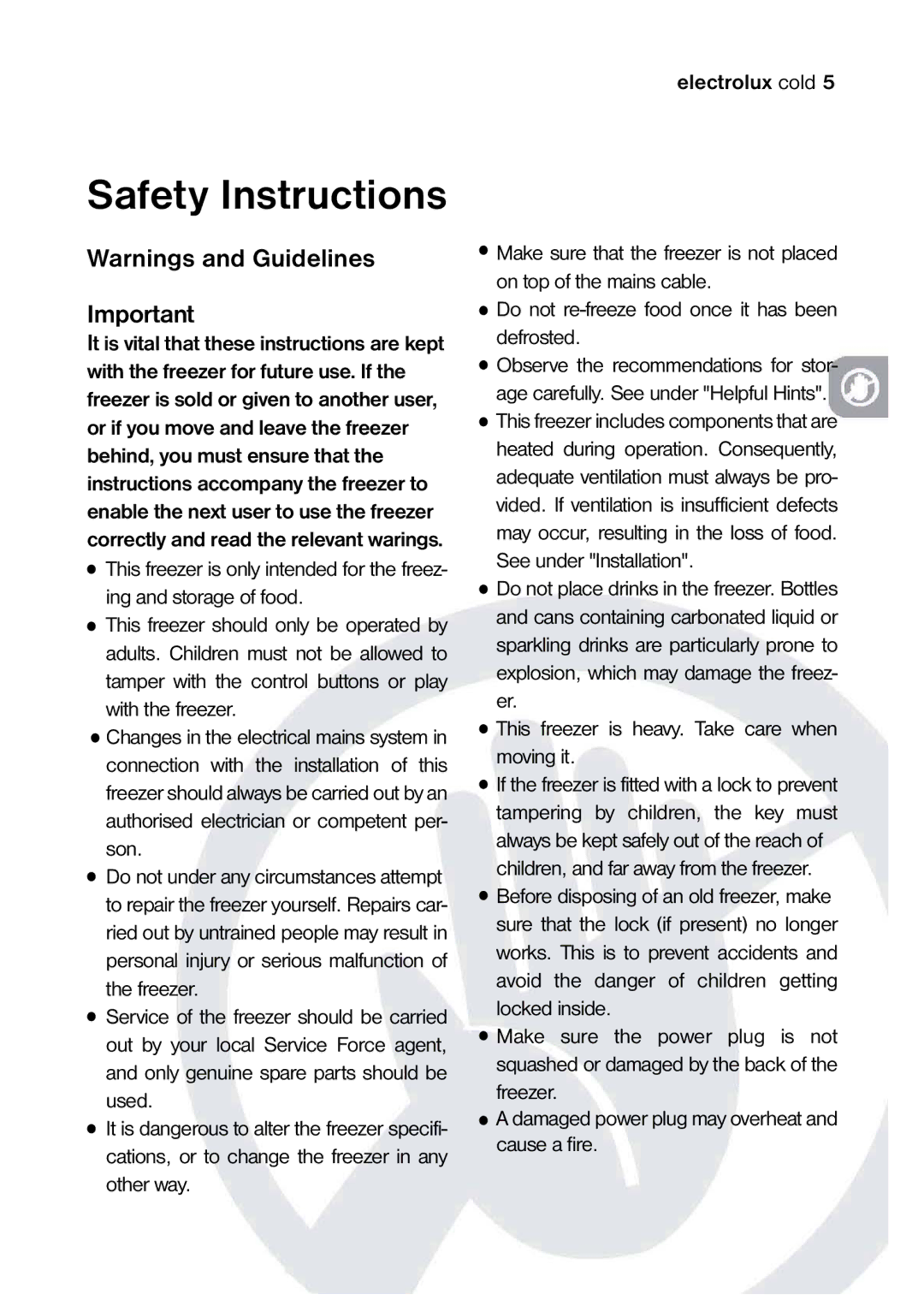 Electrolux ECM3571, ECM2471, ECM2771 manual Safety Instructions 