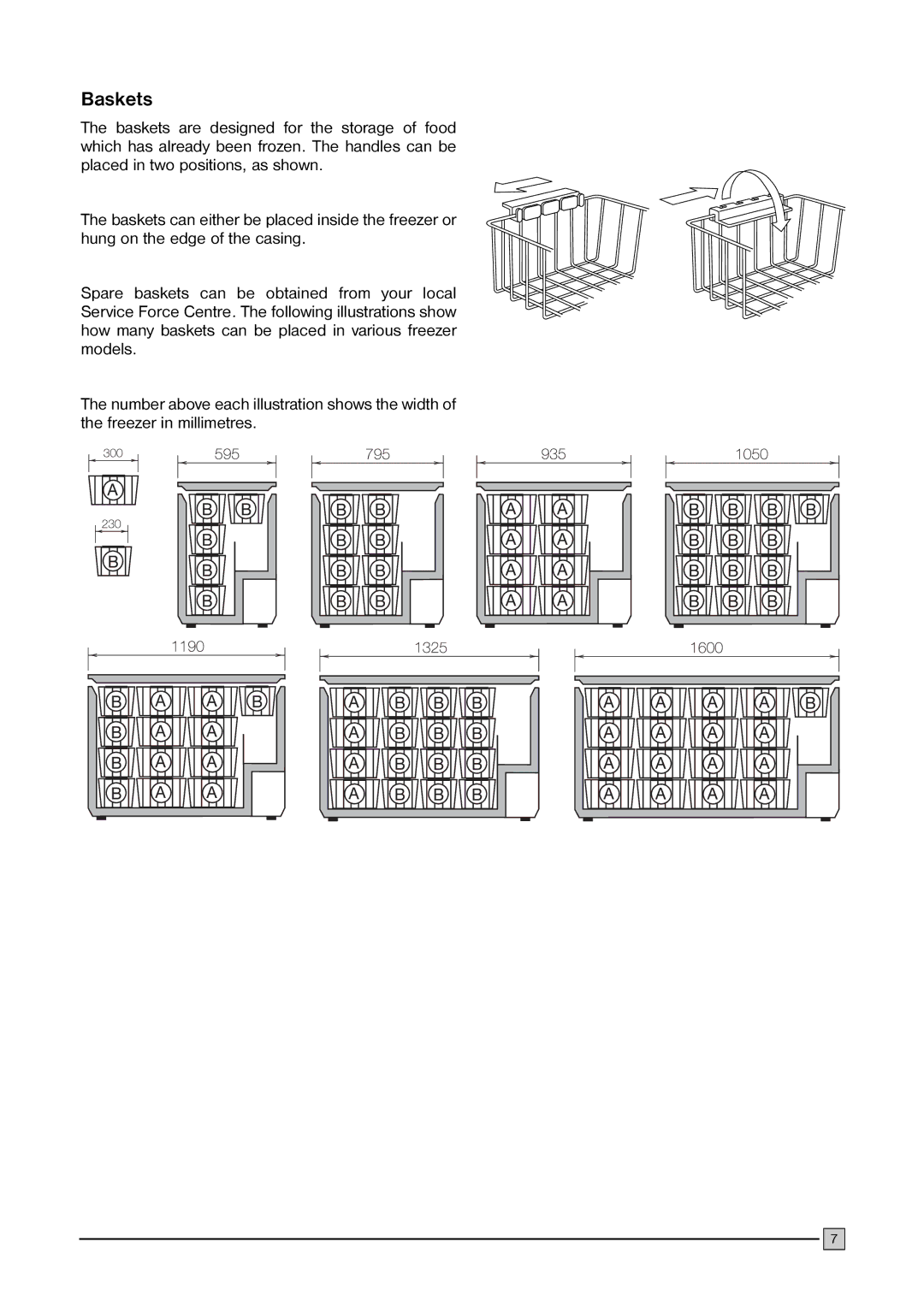 Electrolux ECN 1147 installation manual Baskets 