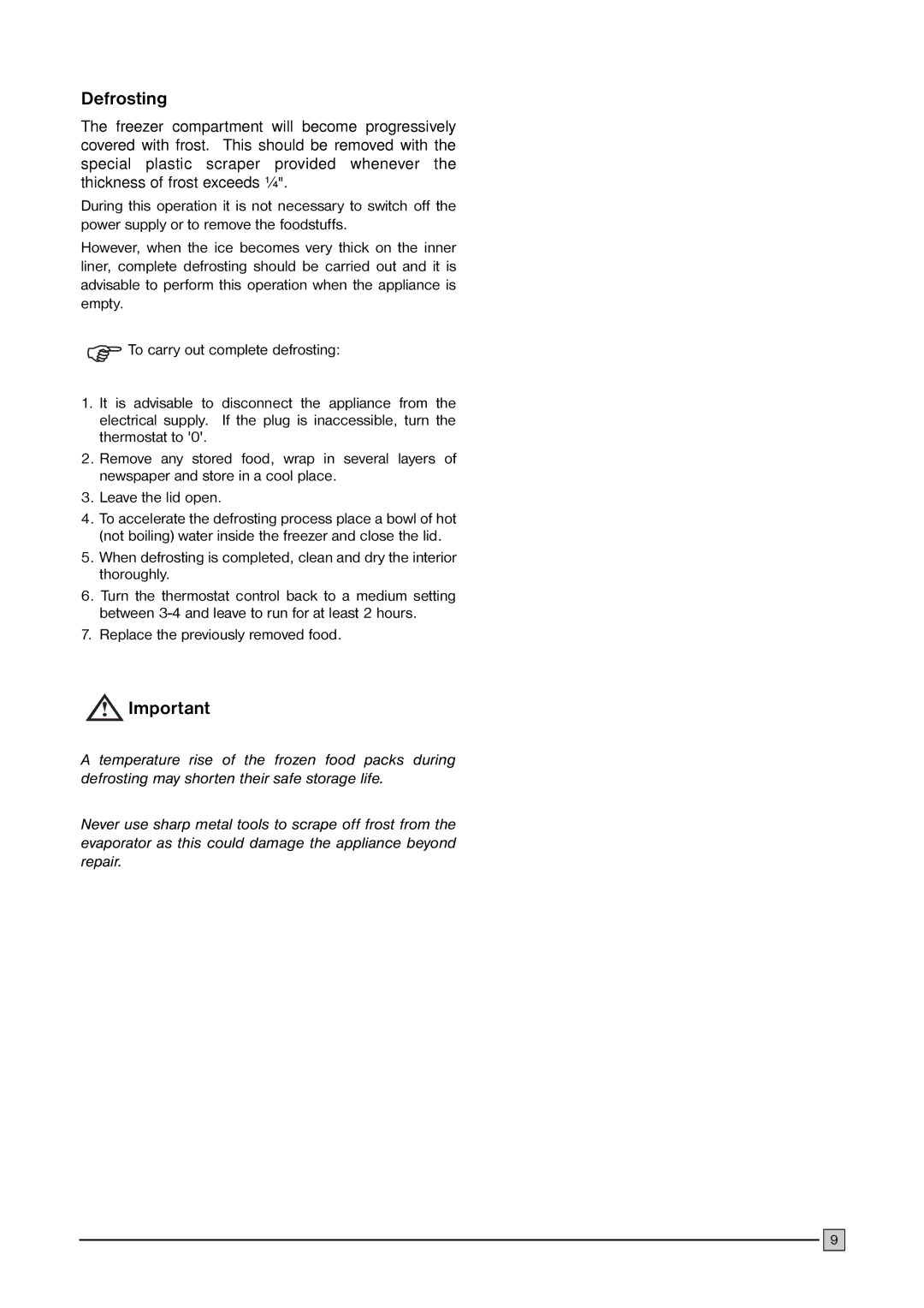 Electrolux ECN 1147 installation manual Defrosting 