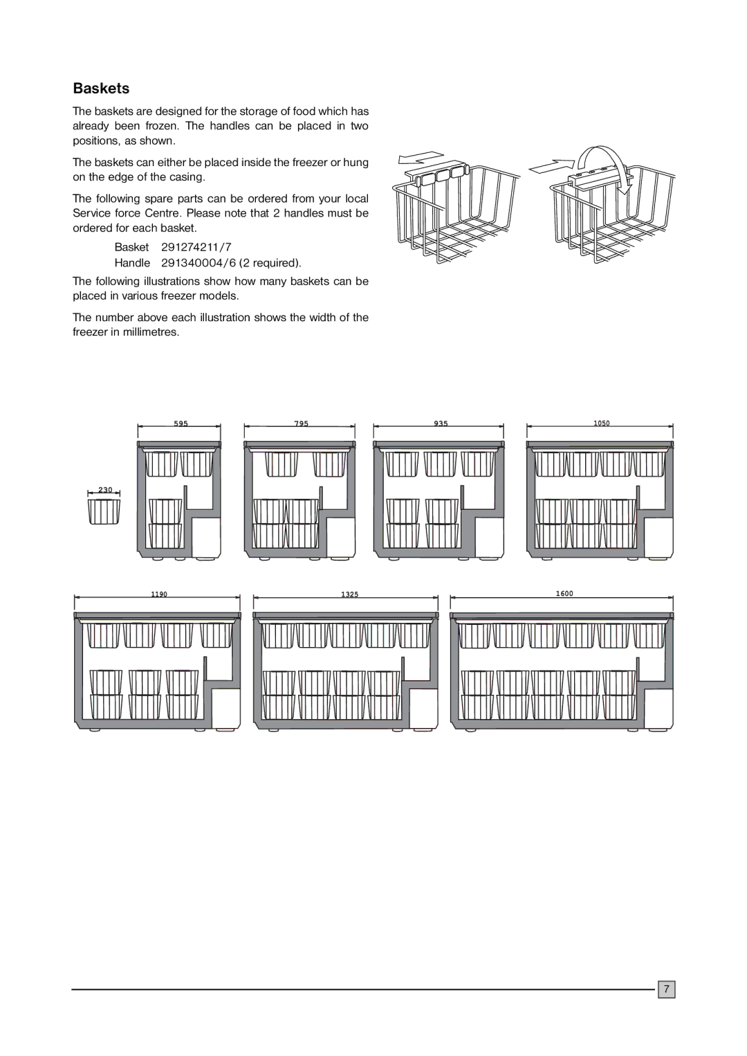 Electrolux ECN 2757 manual Baskets 