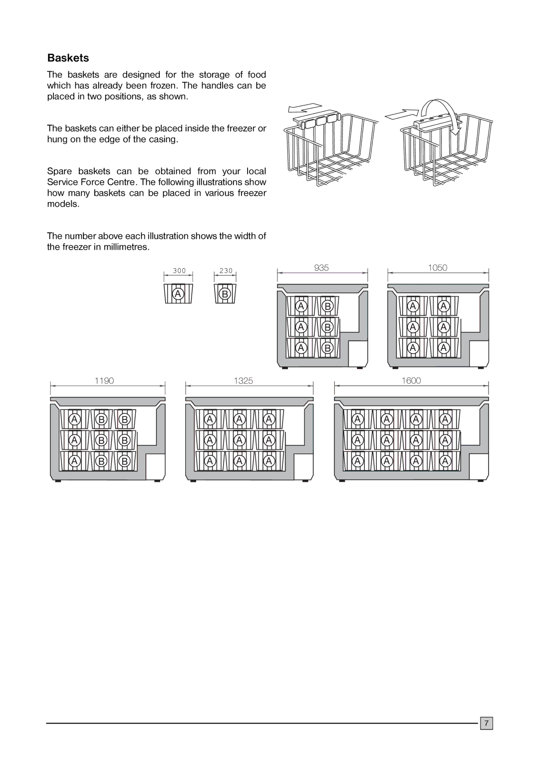 Electrolux ECS 1647 manual Baskets 