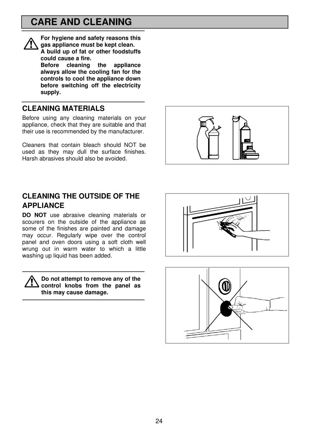 Electrolux EDB 872 manual Care and Cleaning, Cleaning Materials, Cleaning the Outside of the Appliance 