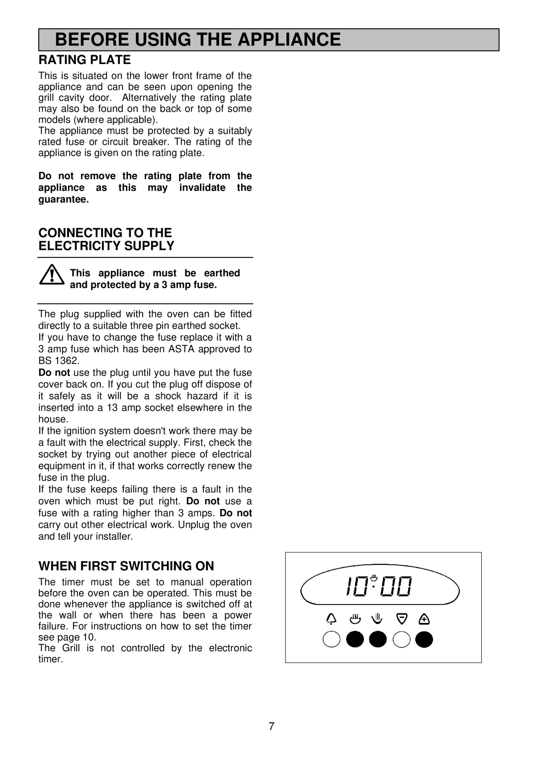 Electrolux EDB 872 Before Using the Appliance, Rating Plate, Connecting to Electricity Supply, When First Switching on 