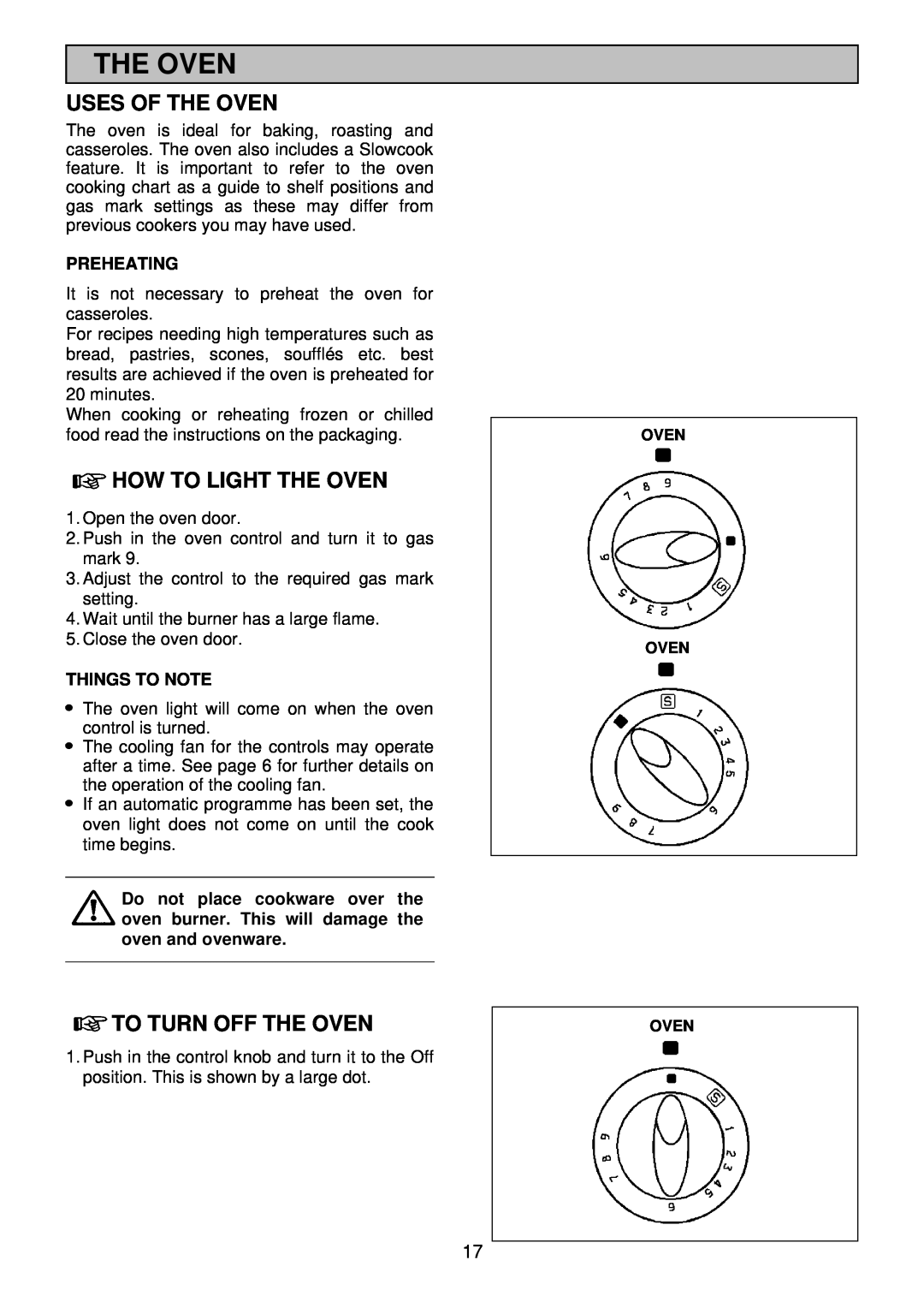 Electrolux EDB 872 manual Uses Of The Oven, How To Light The Oven, To Turn Off The Oven, Preheating, Things To Note 