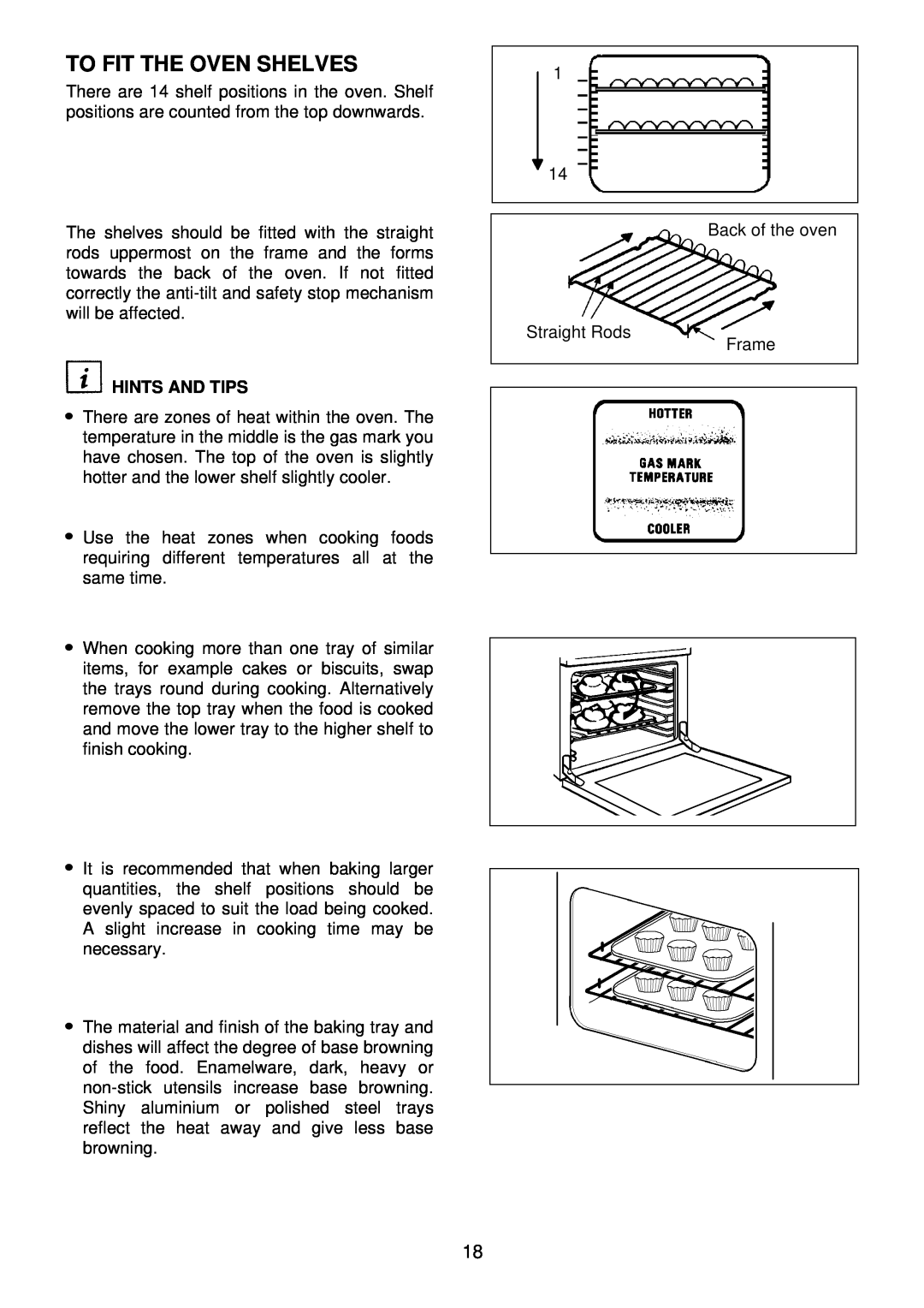Electrolux EDB 872 manual To Fit The Oven Shelves, Hints And Tips 