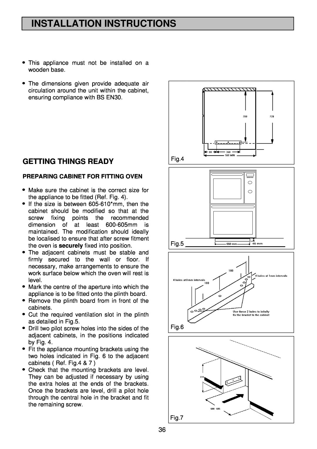 Electrolux EDB 872 manual Getting Things Ready, Installation Instructions, Preparing Cabinet For Fitting Oven 