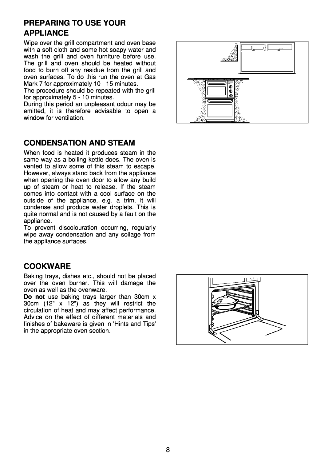 Electrolux EDB 872 manual Preparing To Use Your Appliance, Condensation And Steam, Cookware 