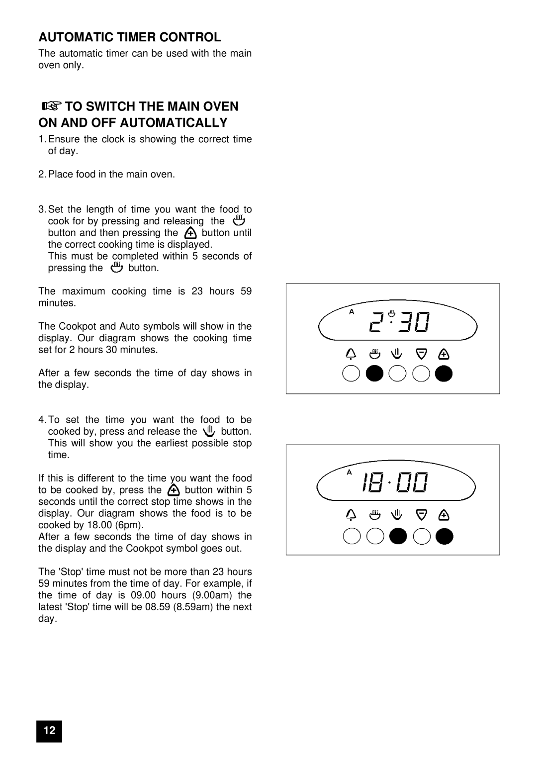 Electrolux EDB 874 manual Automatic Timer Control, To Switch the Main Oven on and OFF Automatically 