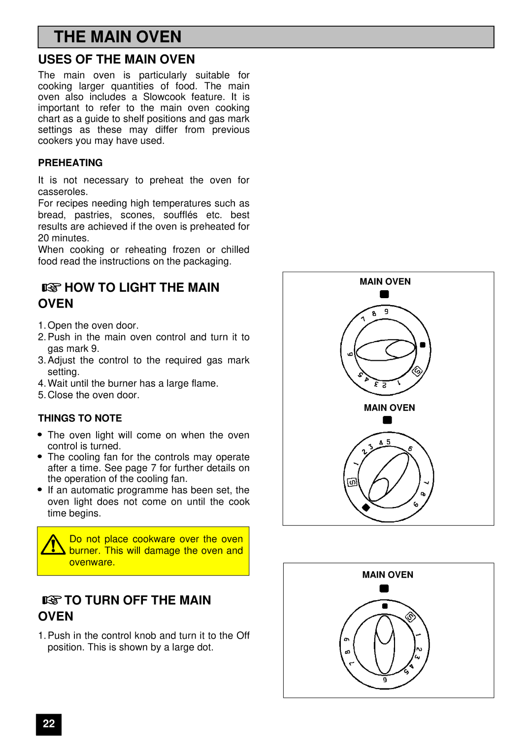 Electrolux EDB 874 manual Uses of the Main Oven, HOW to Light the Main Oven, To Turn OFF the Main Oven, Preheating 