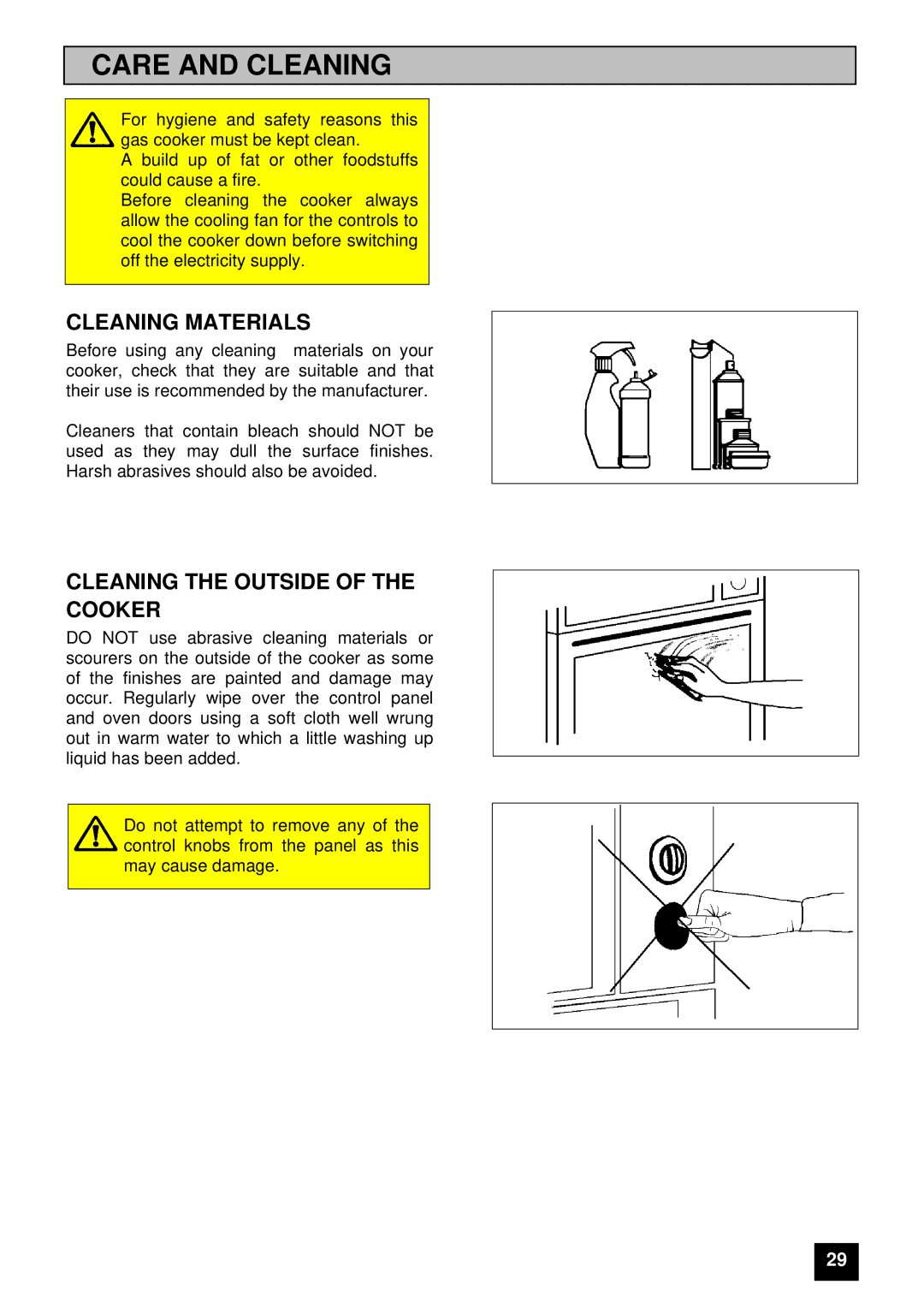 Electrolux EDB 874 manual Care and Cleaning, Cleaning Materials, Cleaning the Outside of the Cooker 