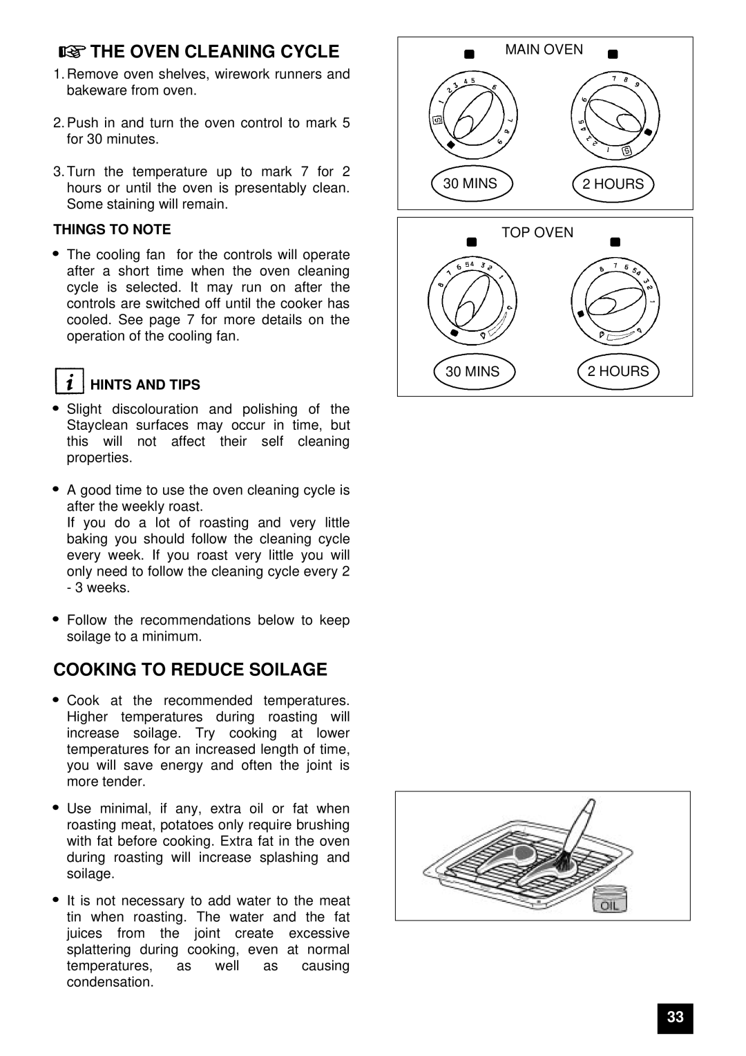 Electrolux EDB 874 manual Oven Cleaning Cycle, Cooking to Reduce Soilage 