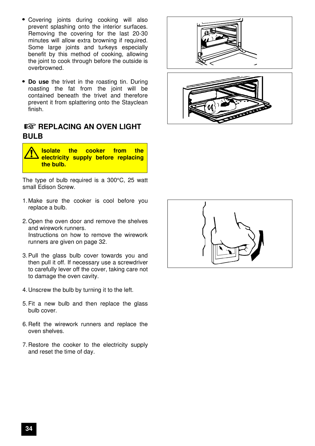 Electrolux EDB 874 manual Replacing AN Oven Light Bulb 