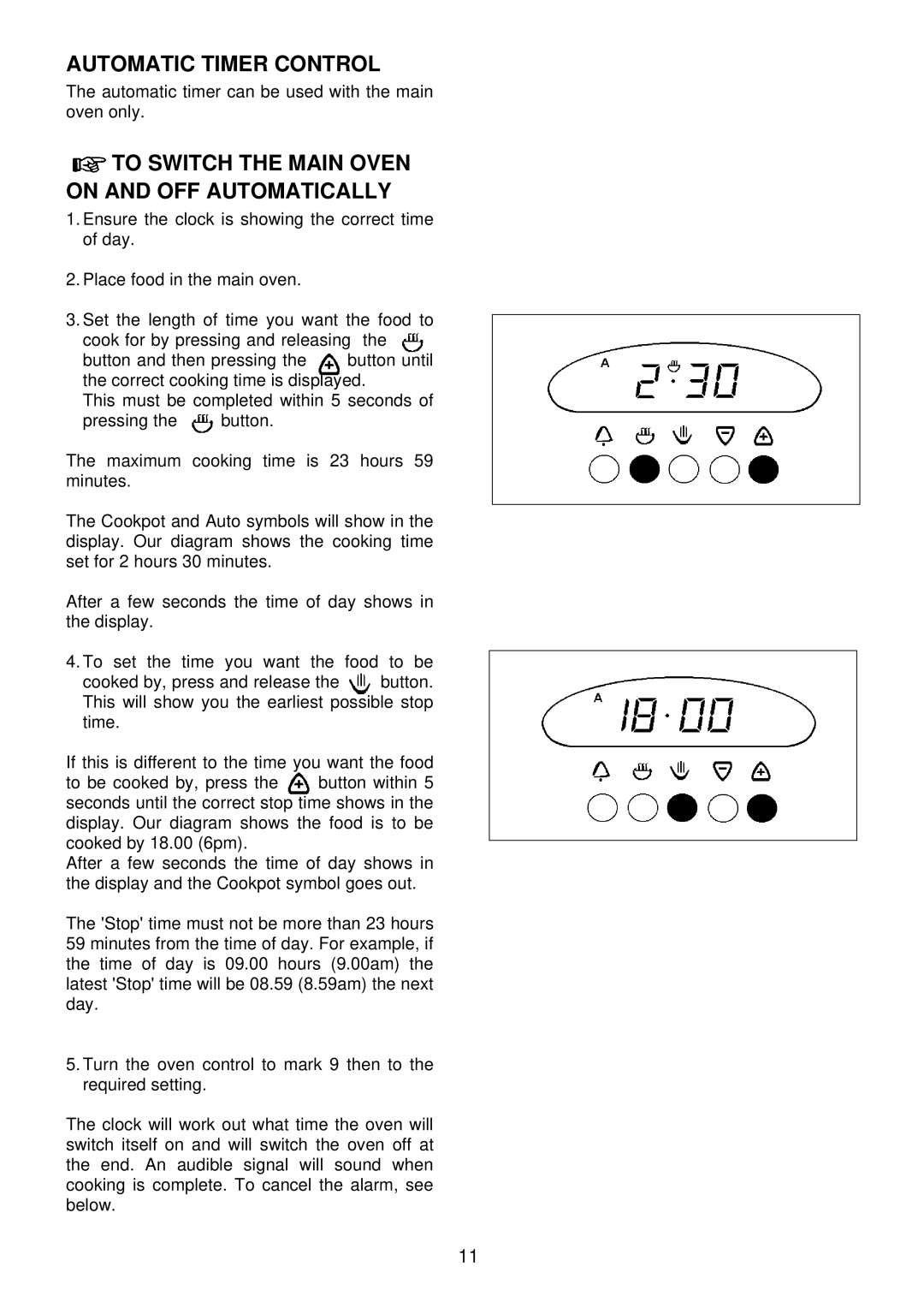 Electrolux EDB 876 manual Automatic Timer Control, To Switch the Main Oven on and OFF Automatically 