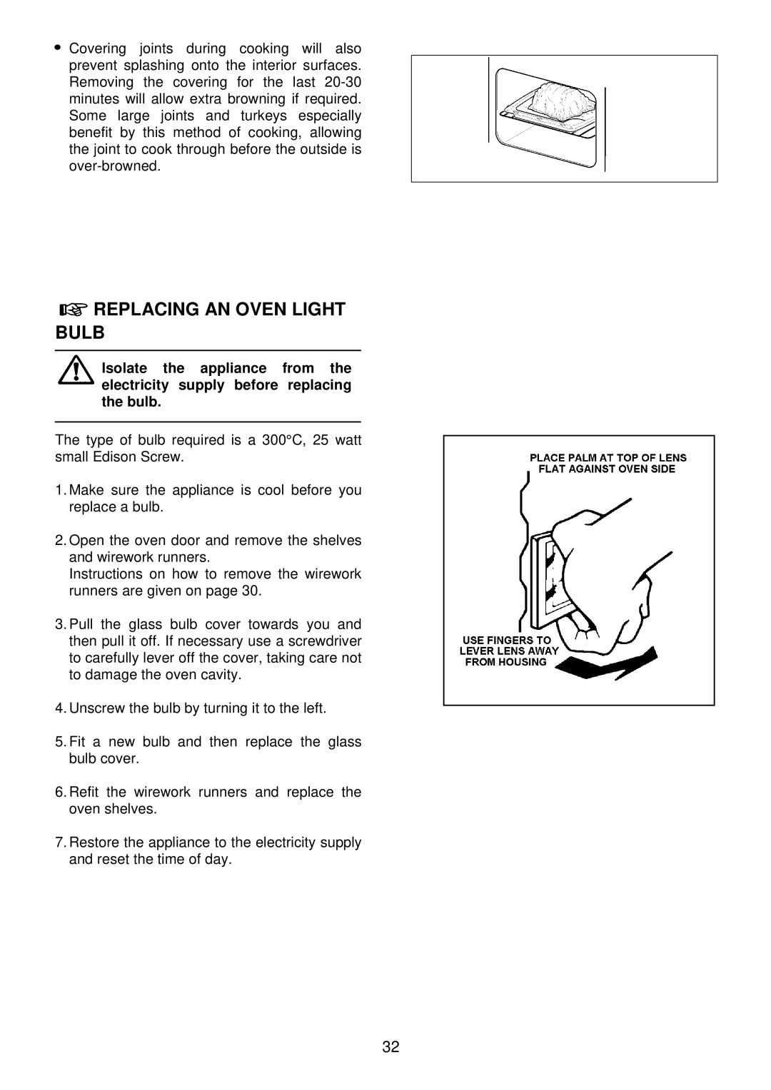 Electrolux EDB 876 manual Replacing AN Oven Light Bulb 