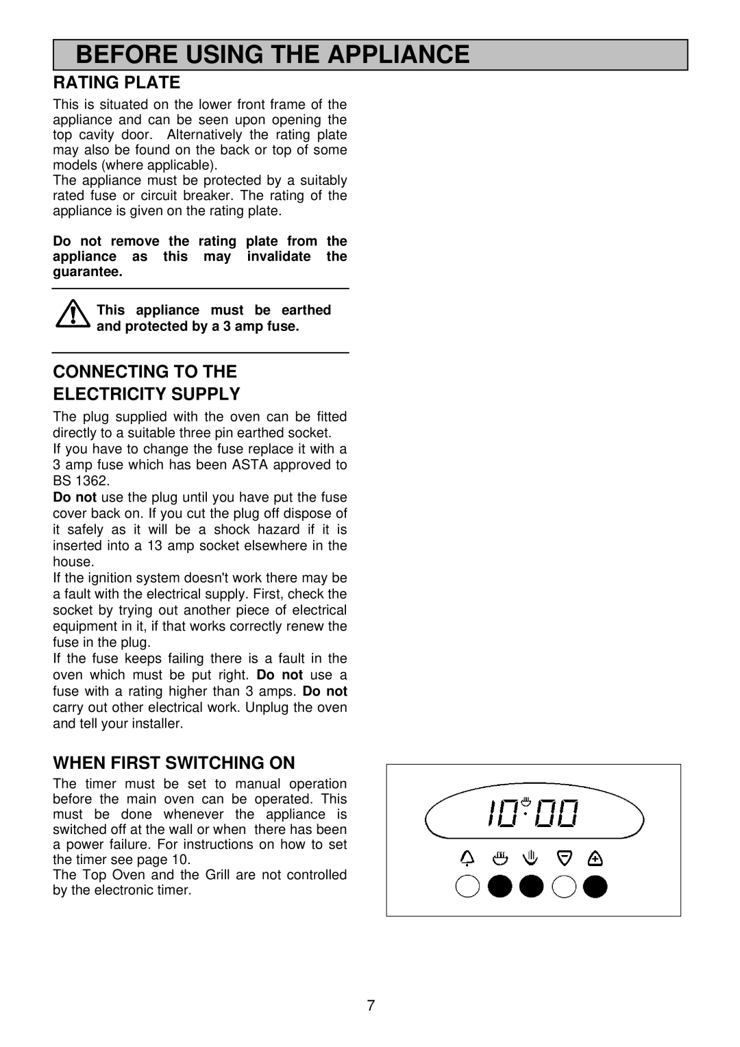 Electrolux EDB 876 Before Using the Appliance, Rating Plate, Connecting to Electricity Supply, When First Switching on 