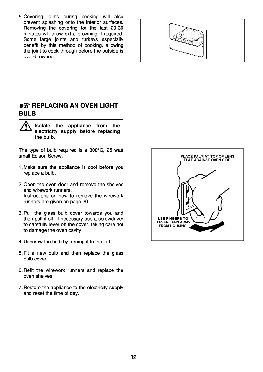 Electrolux EDB 876 manual Replacing An Oven Light Bulb 