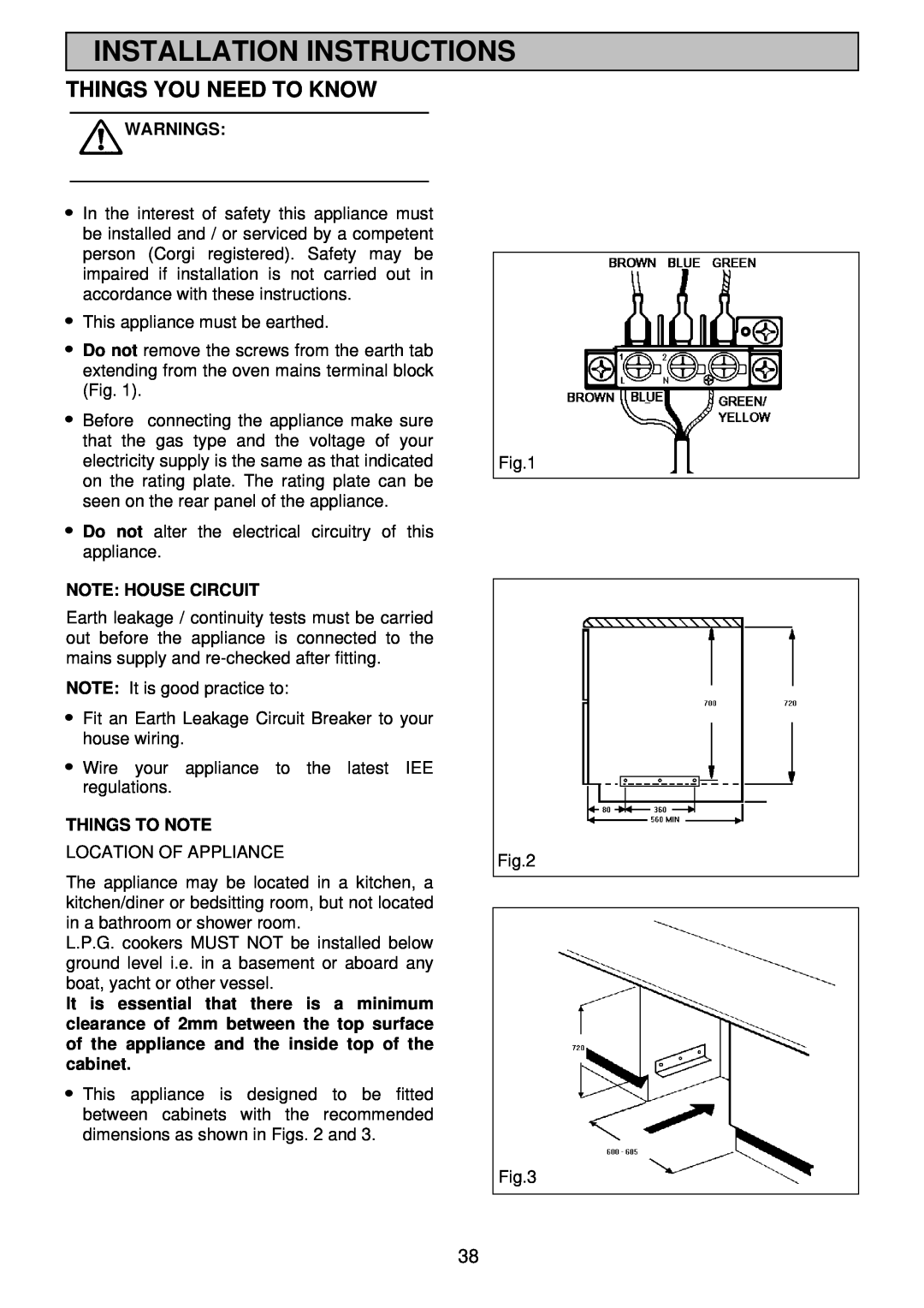 Electrolux EDB 876 manual Installation Instructions, Things You Need To Know, Warnings, Note House Circuit, Things To Note 