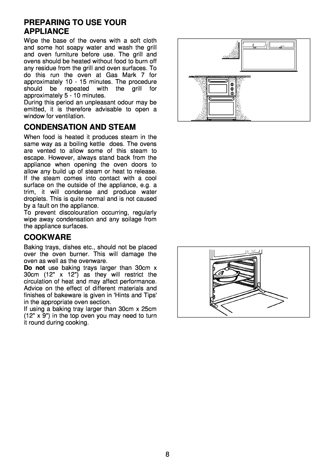 Electrolux EDB 876 manual Preparing To Use Your Appliance, Condensation And Steam, Cookware 
