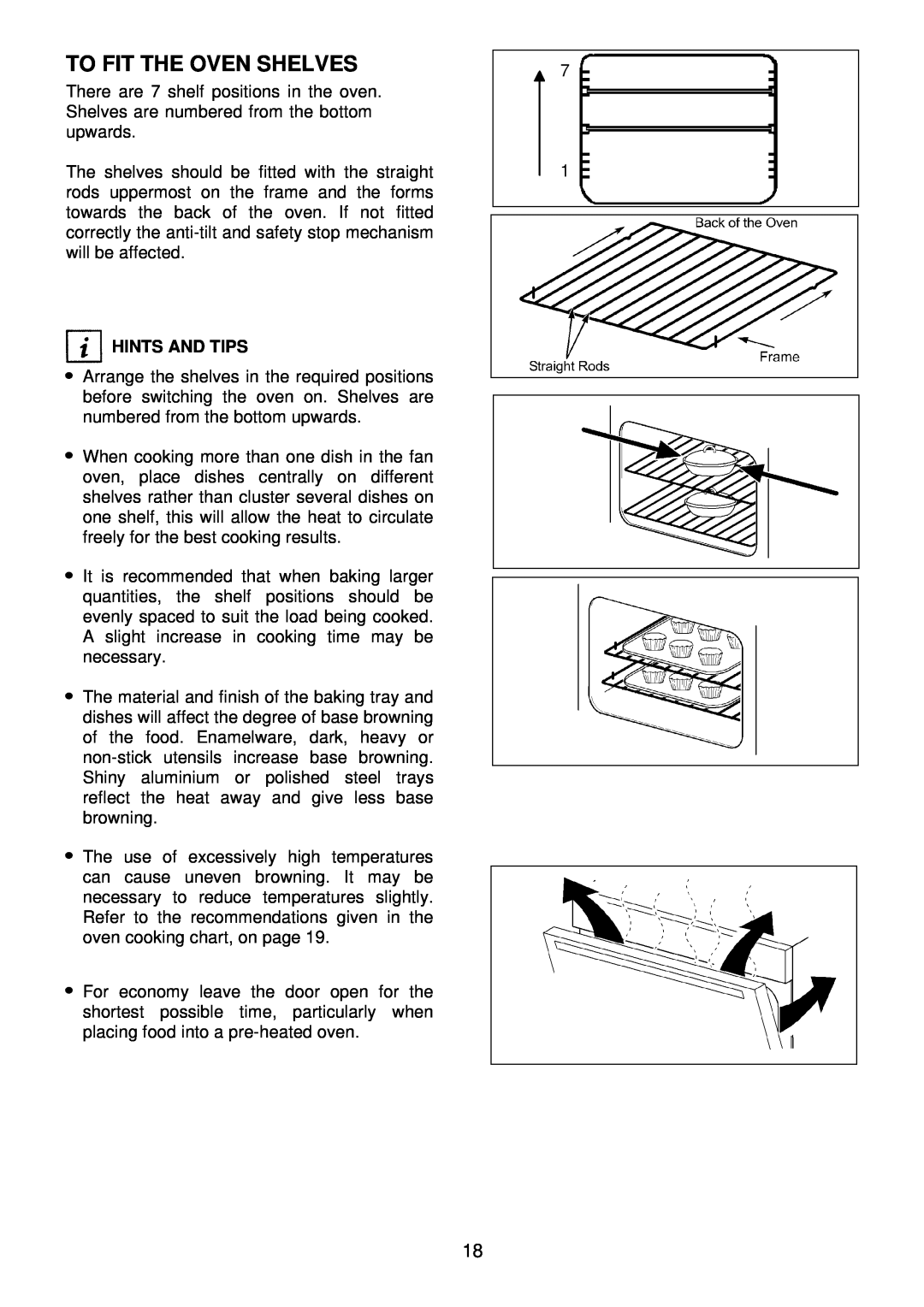 Electrolux EDB705 manual To Fit The Oven Shelves, Hints And Tips 