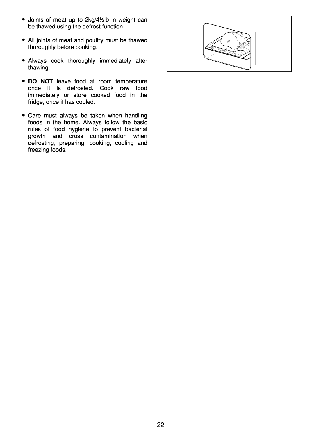 Electrolux EDB705 manual Always cook thoroughly immediately after thawing 