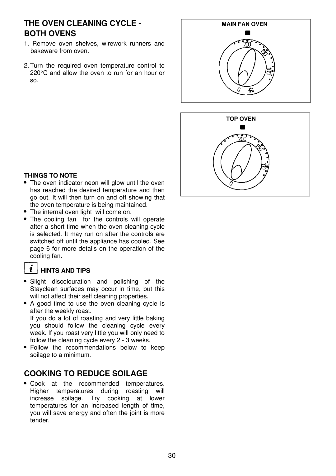 Electrolux EDB710 manual Oven Cleaning Cycle Both Ovens, Cooking to Reduce Soilage 